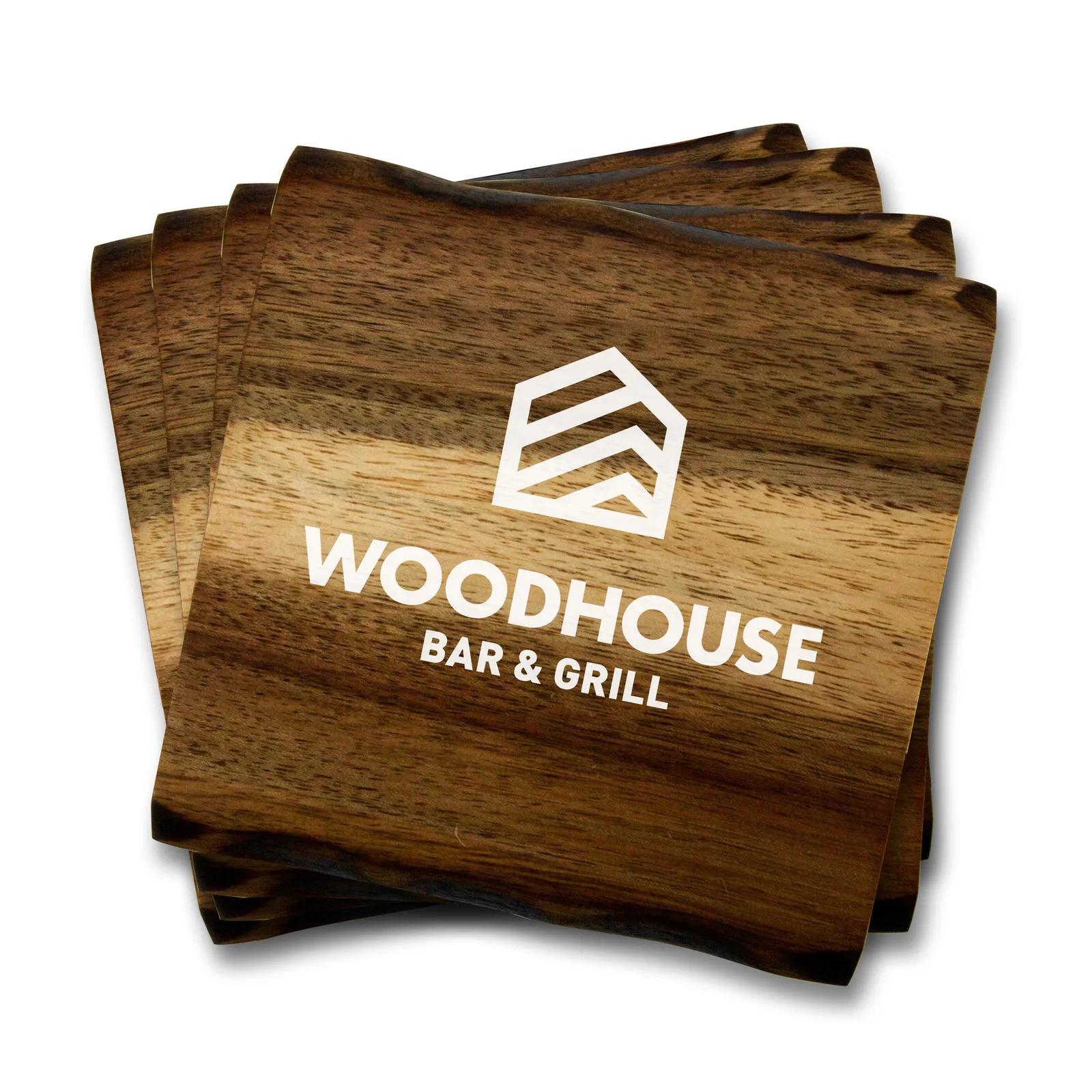 Acacia Wood Coaster Set Natural Hardwood - 4 Piece - product view 2