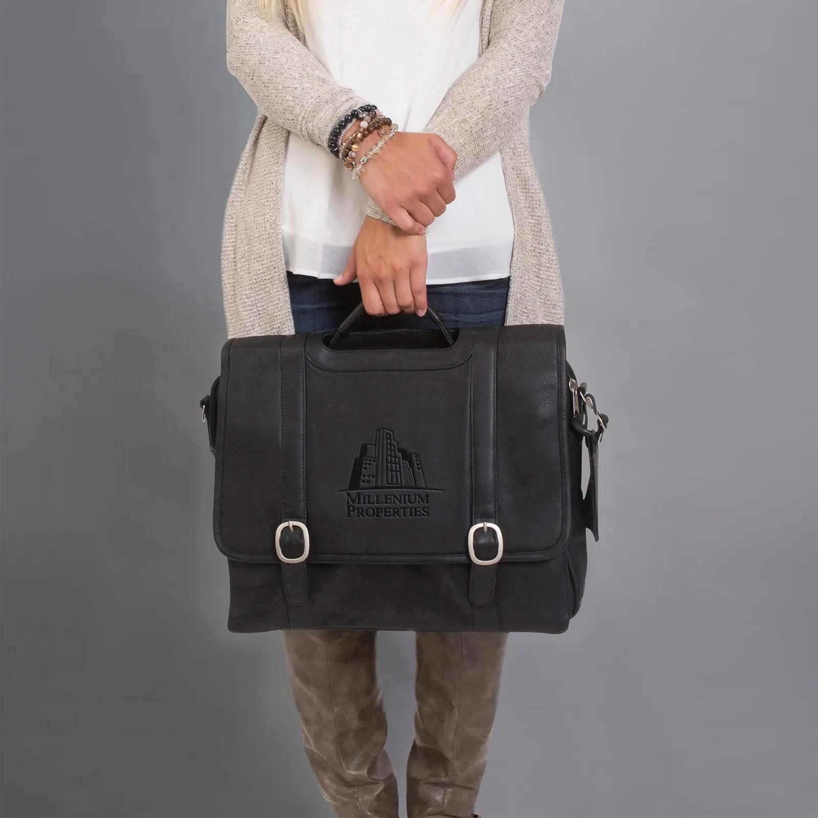 Leather Computer Briefcase Full Grain Cowhide - 16 in - product view 3