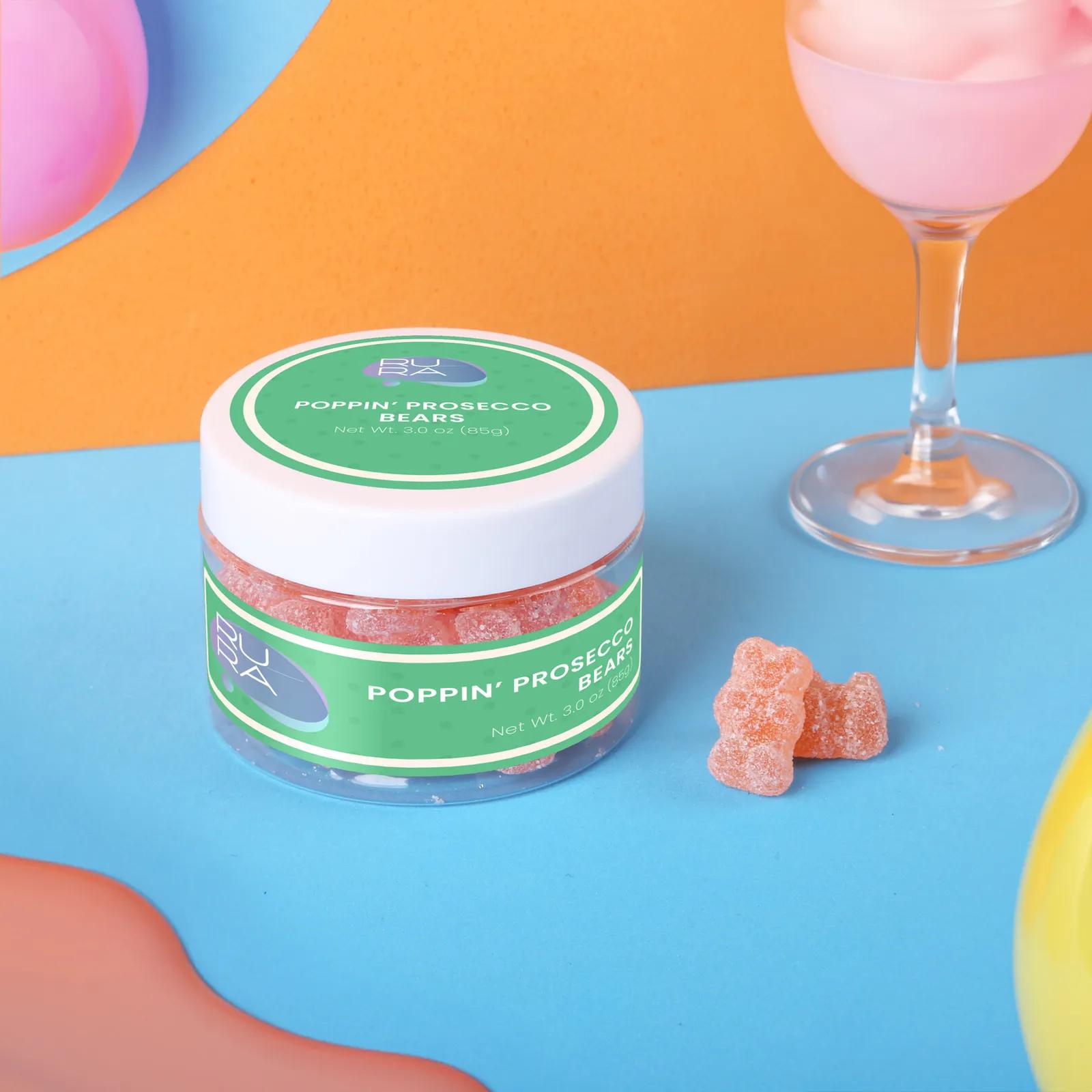 Prosecco Flavored Gummy Bears Small Jar - 3 oz