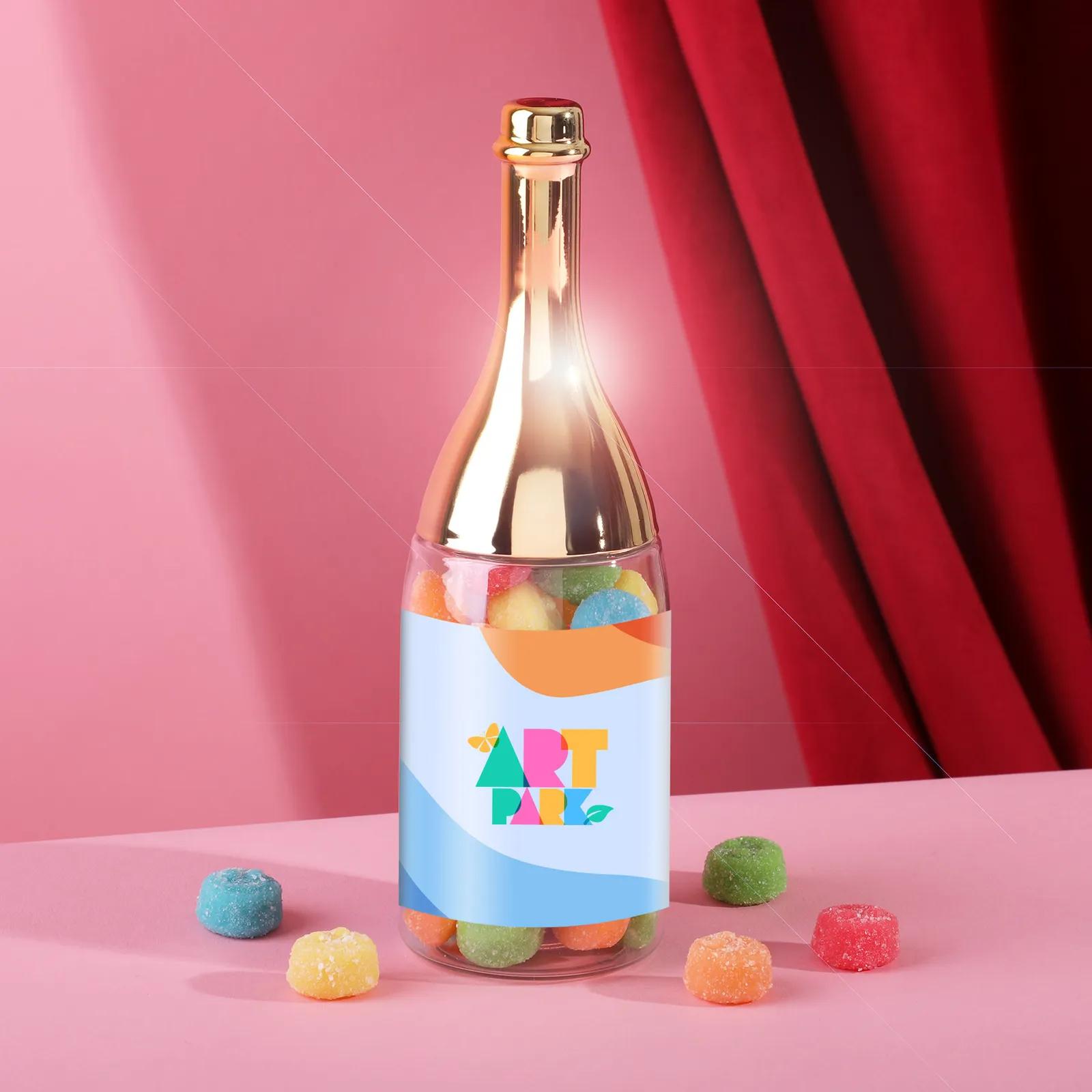 Candy Filled Champagne Bottle Clear with Metallic Cap - 6.75 in