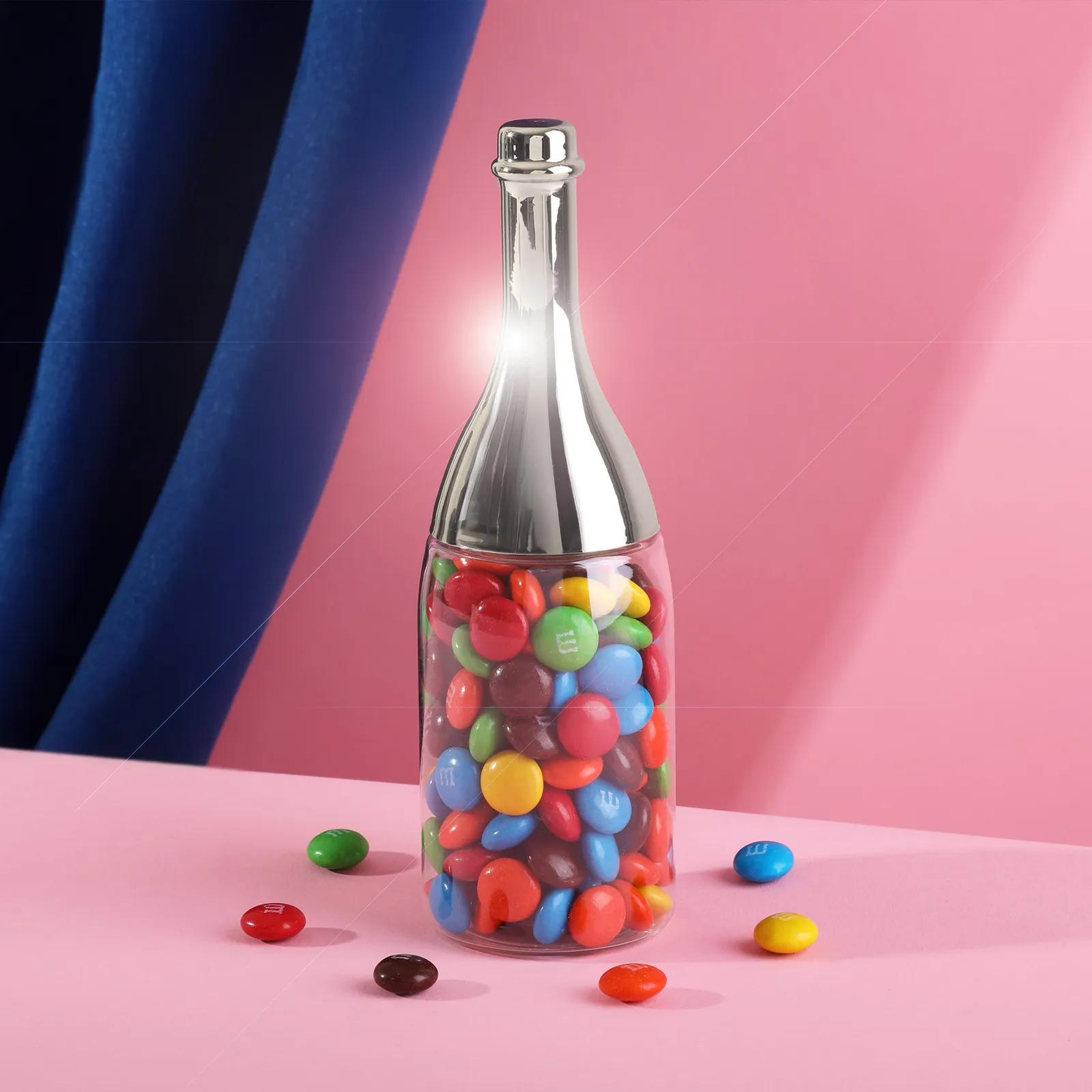 Candy Filled Champagne Bottle Deluxe Clear with Metallic Cap - 6.75 in - blank view 4