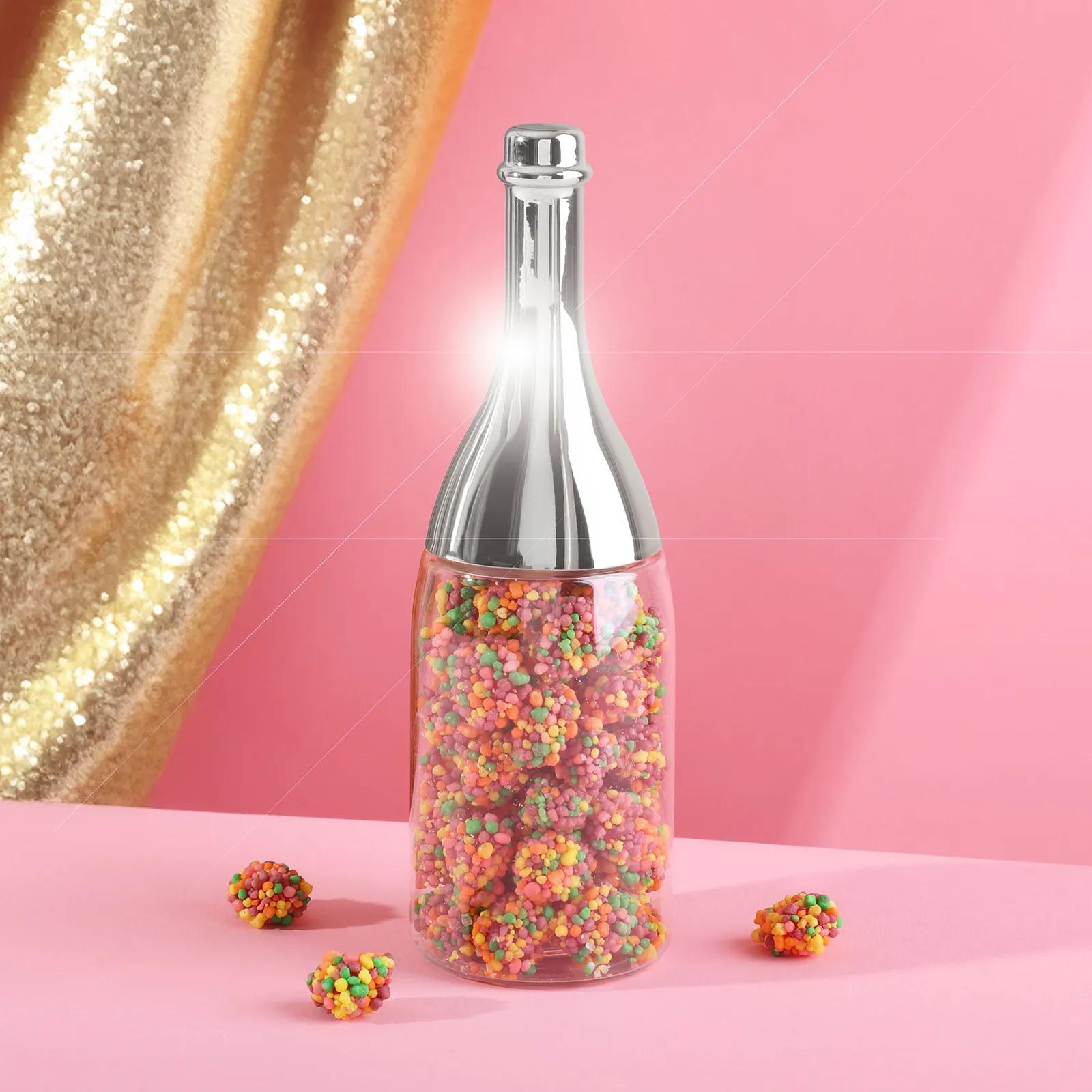 Candy Filled Champagne Bottle Premium Clear with Metallic Cap - 6.75 in - blank view 4