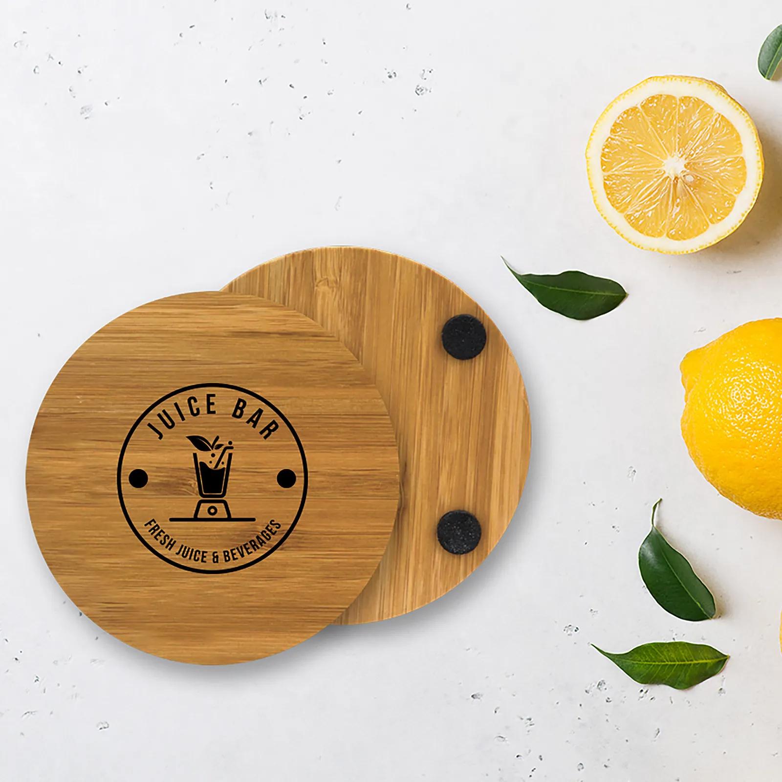 Round Bamboo Coaster with Foam Feet - 3.9 in