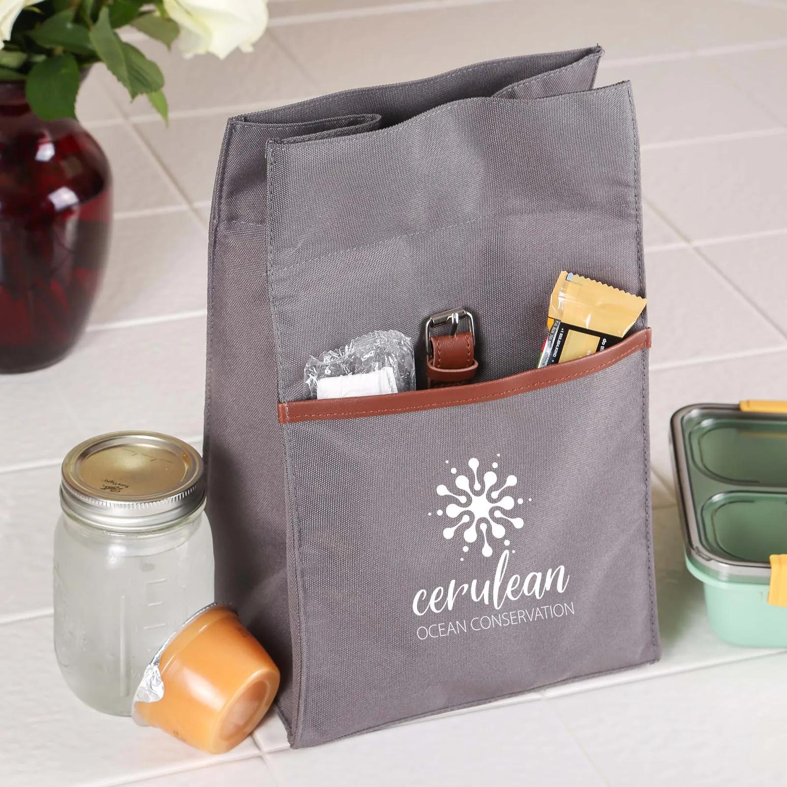 Insulated Lunch Cooler Bag with Vegan Leather Trim - product view 2