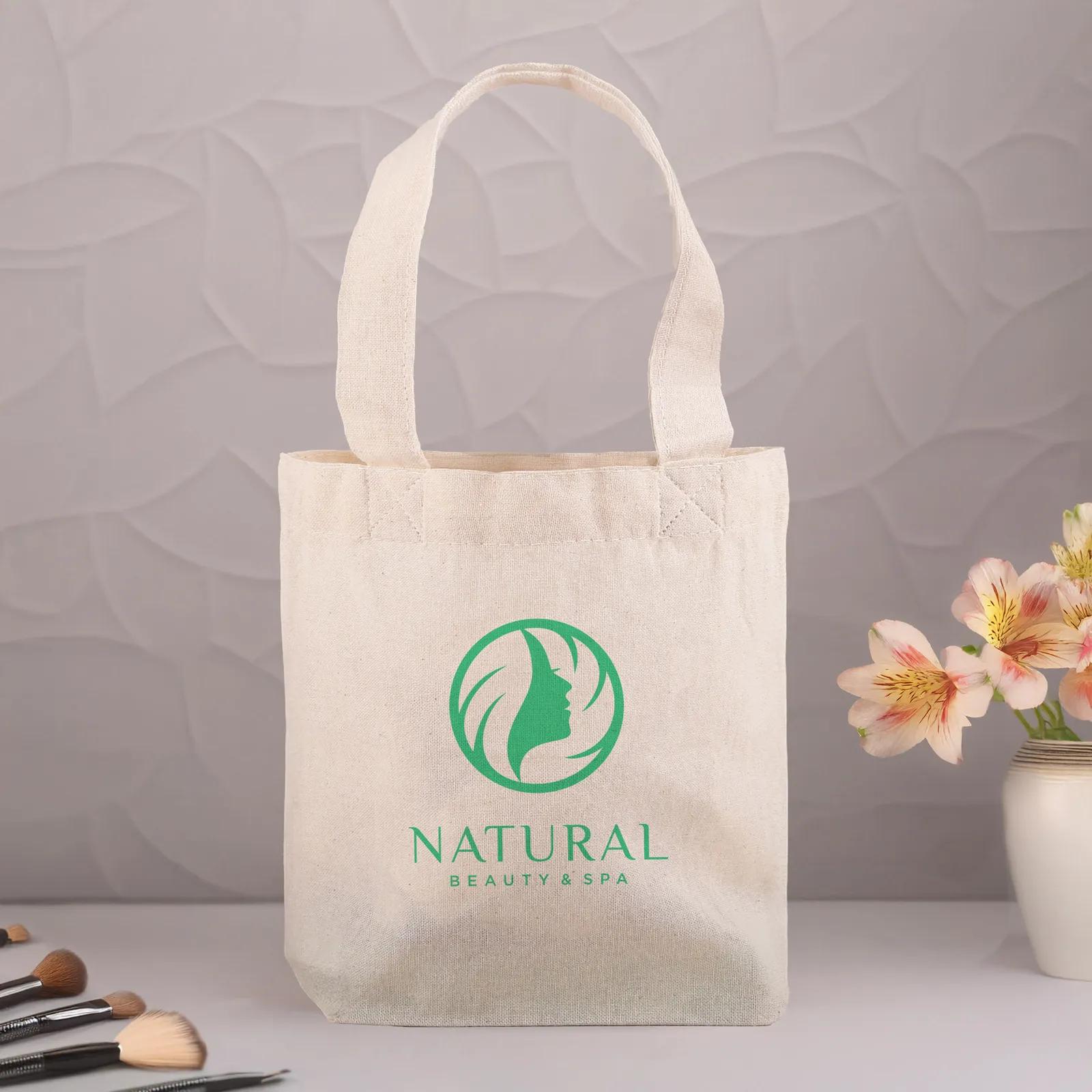 Custom Printed Mini Cotton Tote Bag - 7.5 x 8.5 in