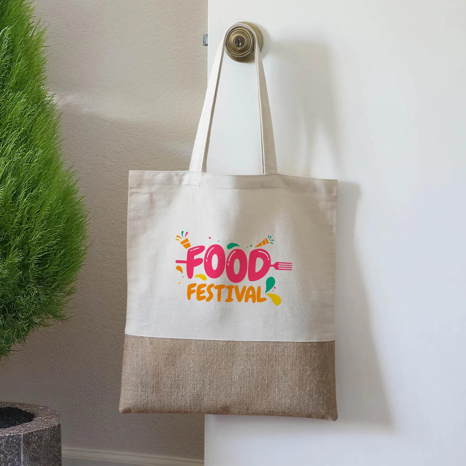 Custom Printed Cotton and Jute Convention Tote Bag - product view 2