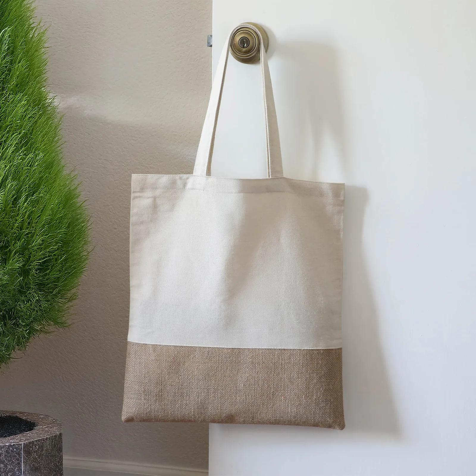 Custom Printed Cotton and Jute Convention Tote Bag - blank view 8