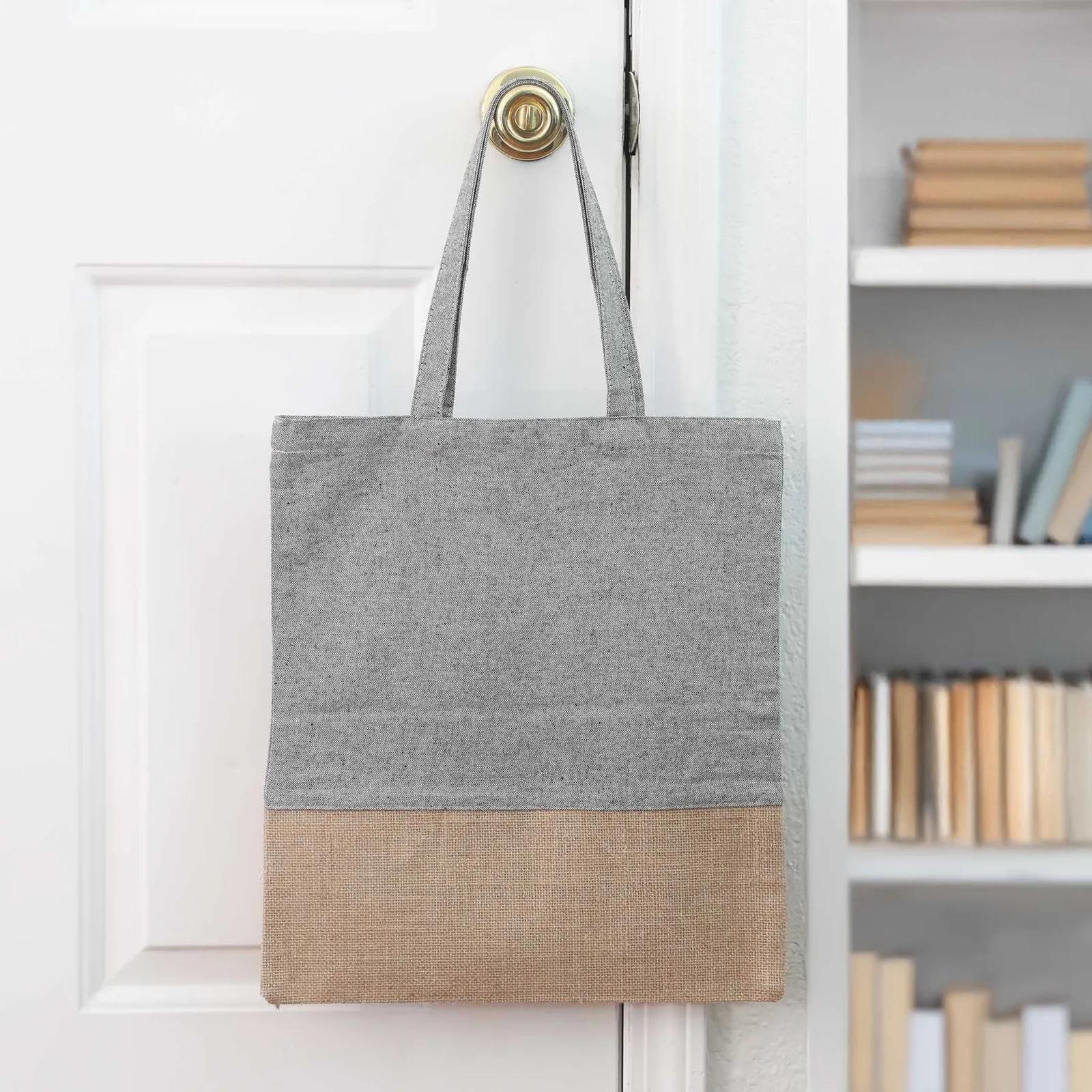 Custom Printed Cotton and Jute Convention Tote Bag - blank view 9