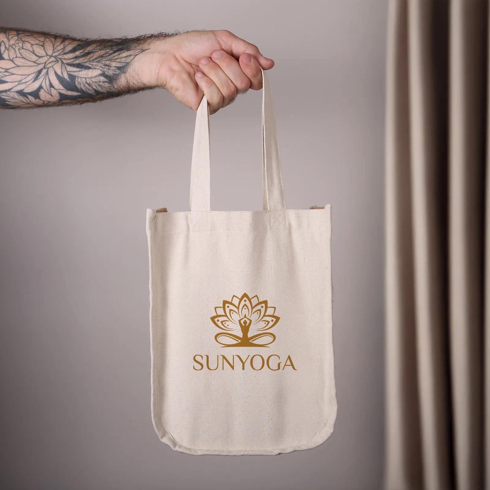 Custom Printed Cotton and Jute Fashion Tote Bag - product view 2