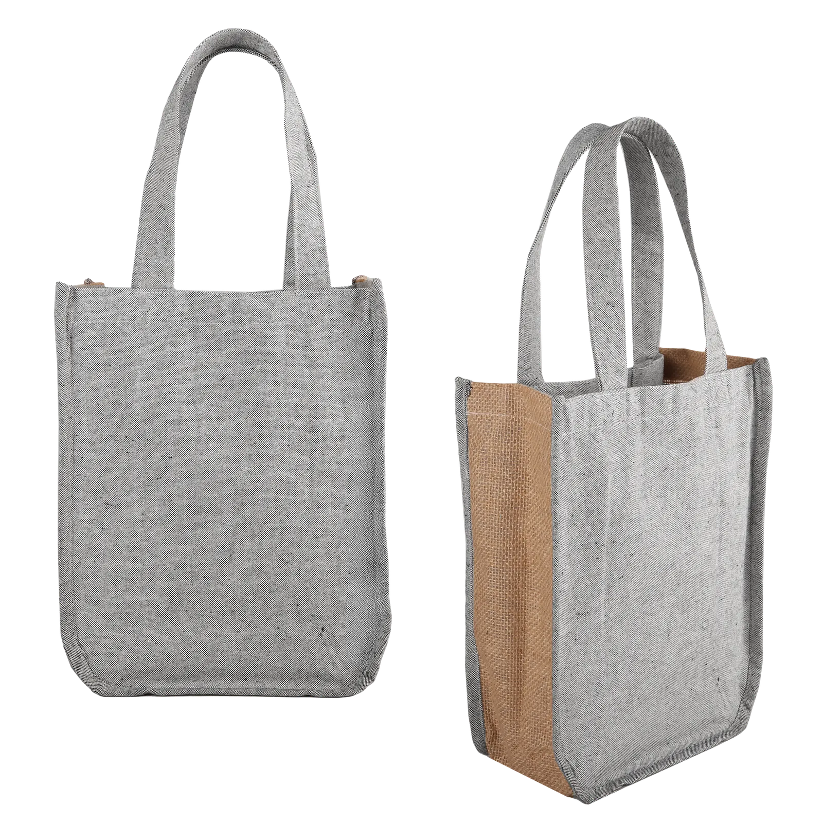 Custom Printed Cotton and Jute Fashion Tote Bag - blank view 8