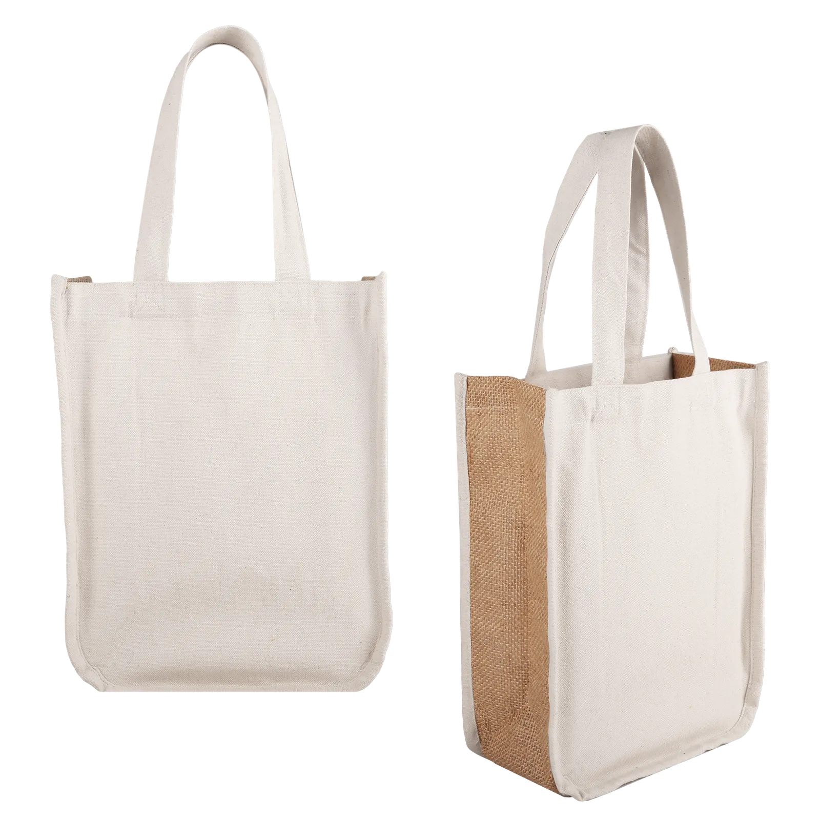 Custom Printed Cotton and Jute Fashion Tote Bag - blank view 9