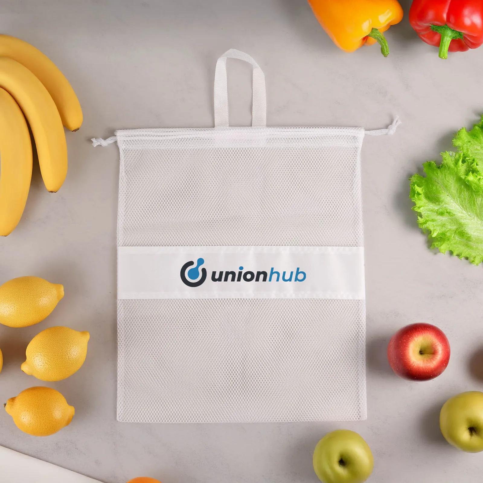 Drawstring Mesh Produce Bag with Webbed Handle - 14 x 16.5 in - product view 2