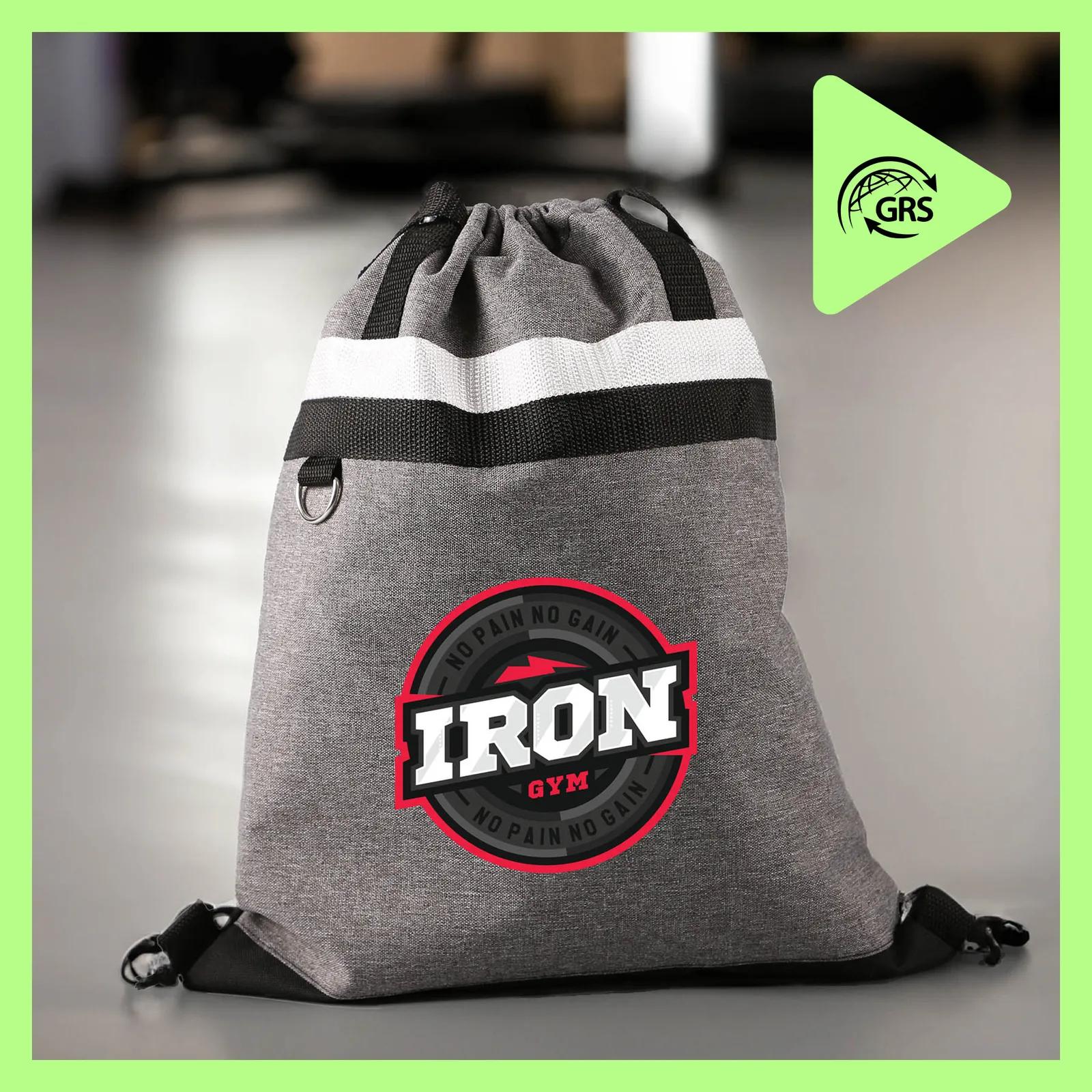 RPET Polyester Drawstring Bag with D-Ring - 13 x 16 in - product view 3