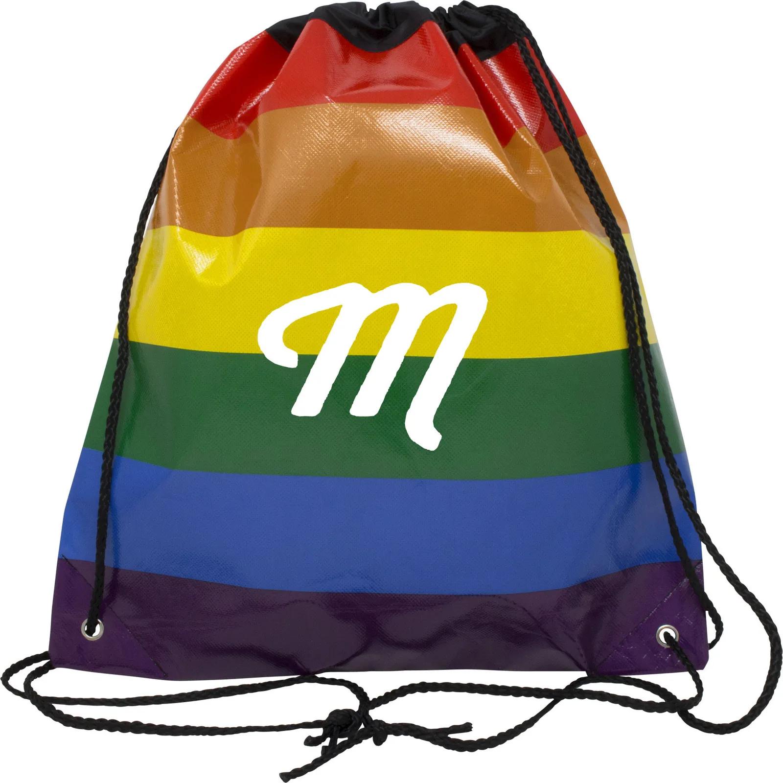 Drawstring Backpack Jumbo Rainbow Laminated - 14.75 x 16.75 in - product view 3