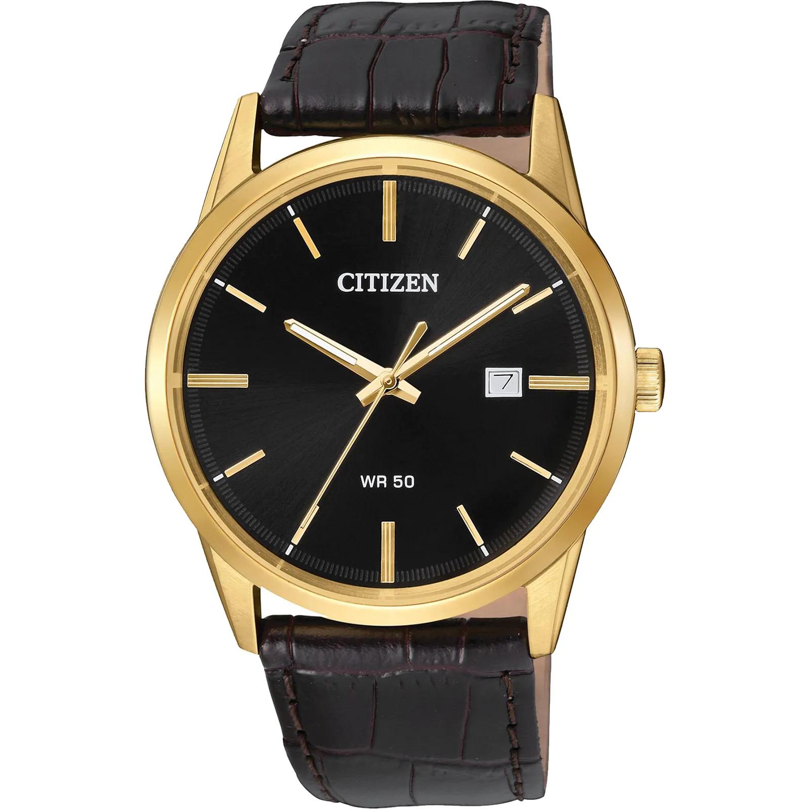 Citizen Men's Quartz Watch Brown Leather Strap Black Dial - promotional product with custom logo