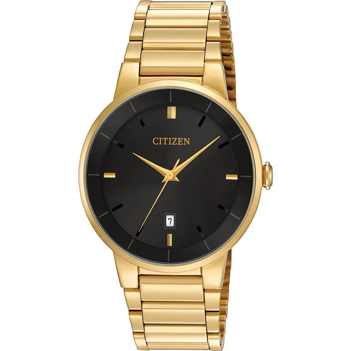 Citizen Men's Quartz Watch Gold-Tone Steel Bracelet Black