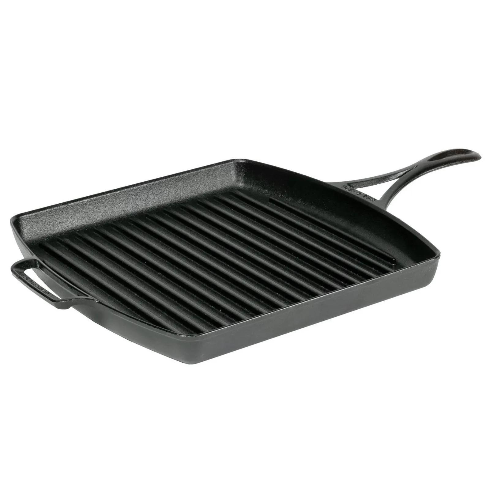 Square Grill Pan Cast Iron Triple Seasoned - 12 in