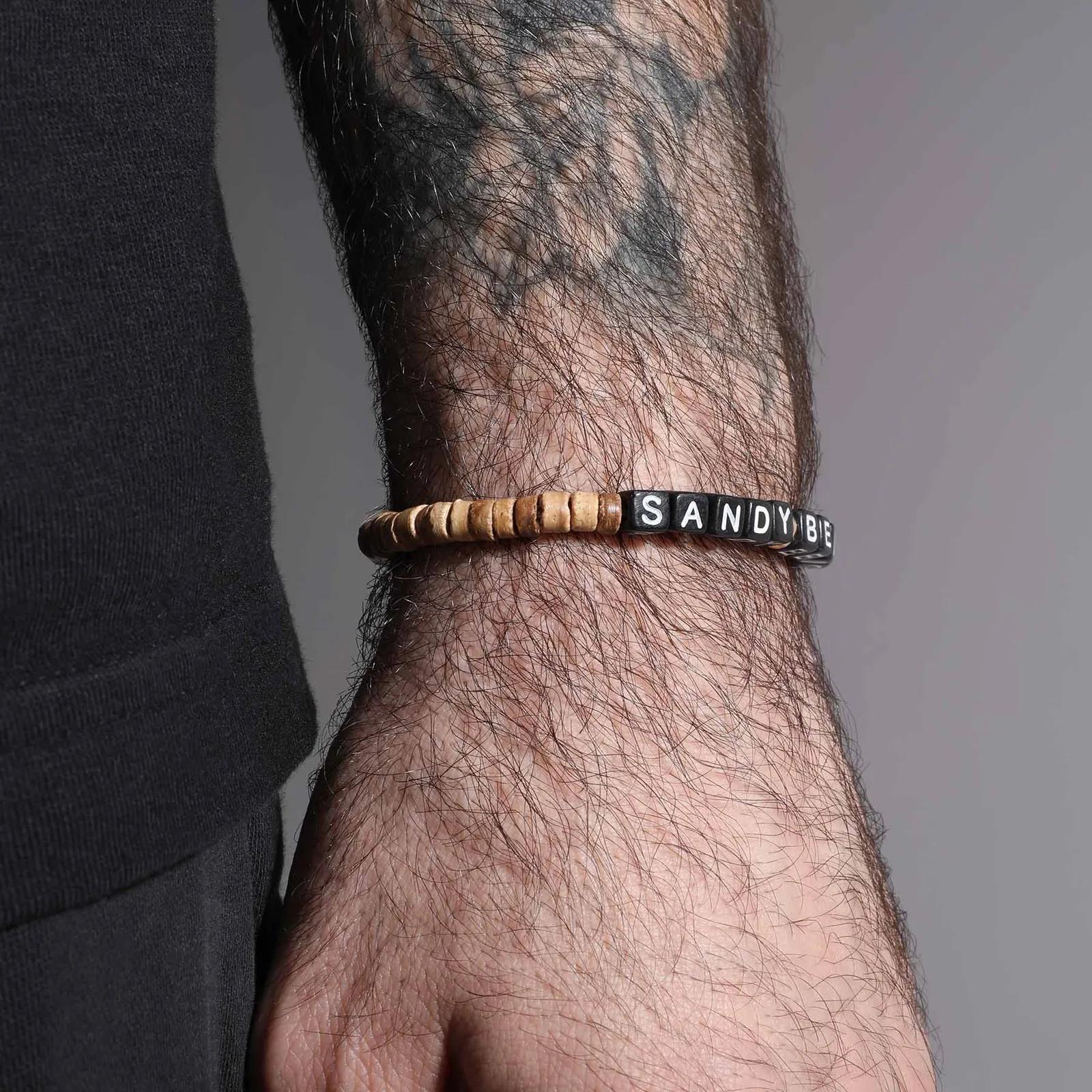 Friendship Bracelet Coconut Shell Wood Custom - 7.5 in - product view 2