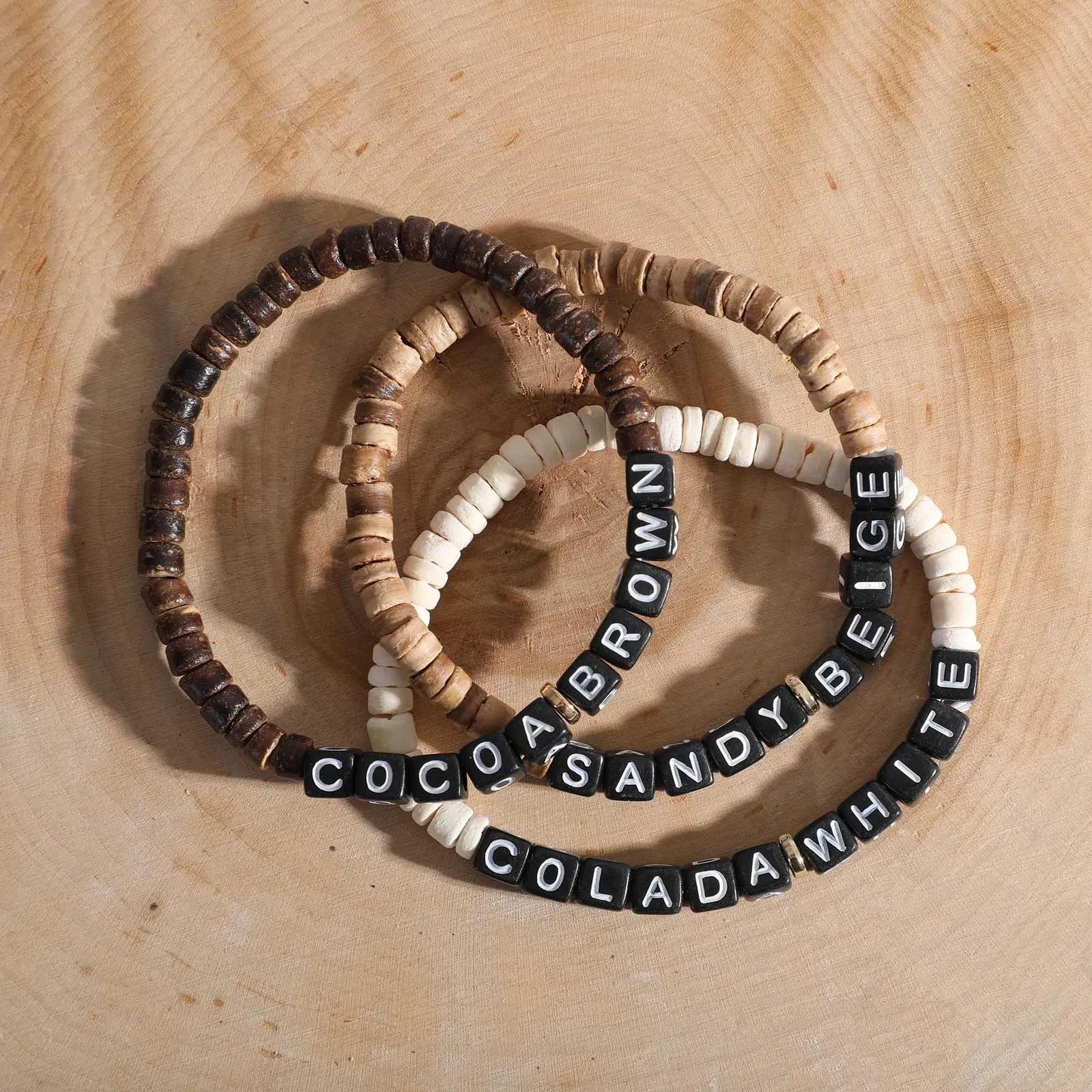 Friendship Bracelet Coconut Shell Wood Custom - 7.5 in - product view 5