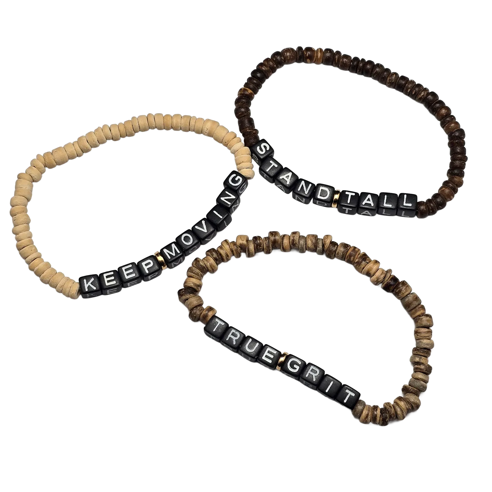 Friendship Bracelet Coconut Shell Wood Custom - 7.5 in - product view 11