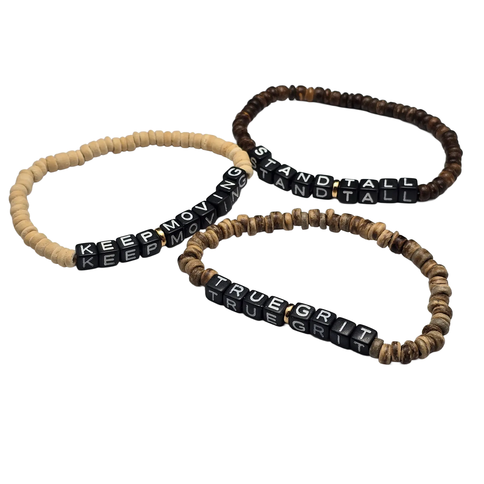 Friendship Bracelet Coconut Shell Wood Custom - 7.5 in - product view 12