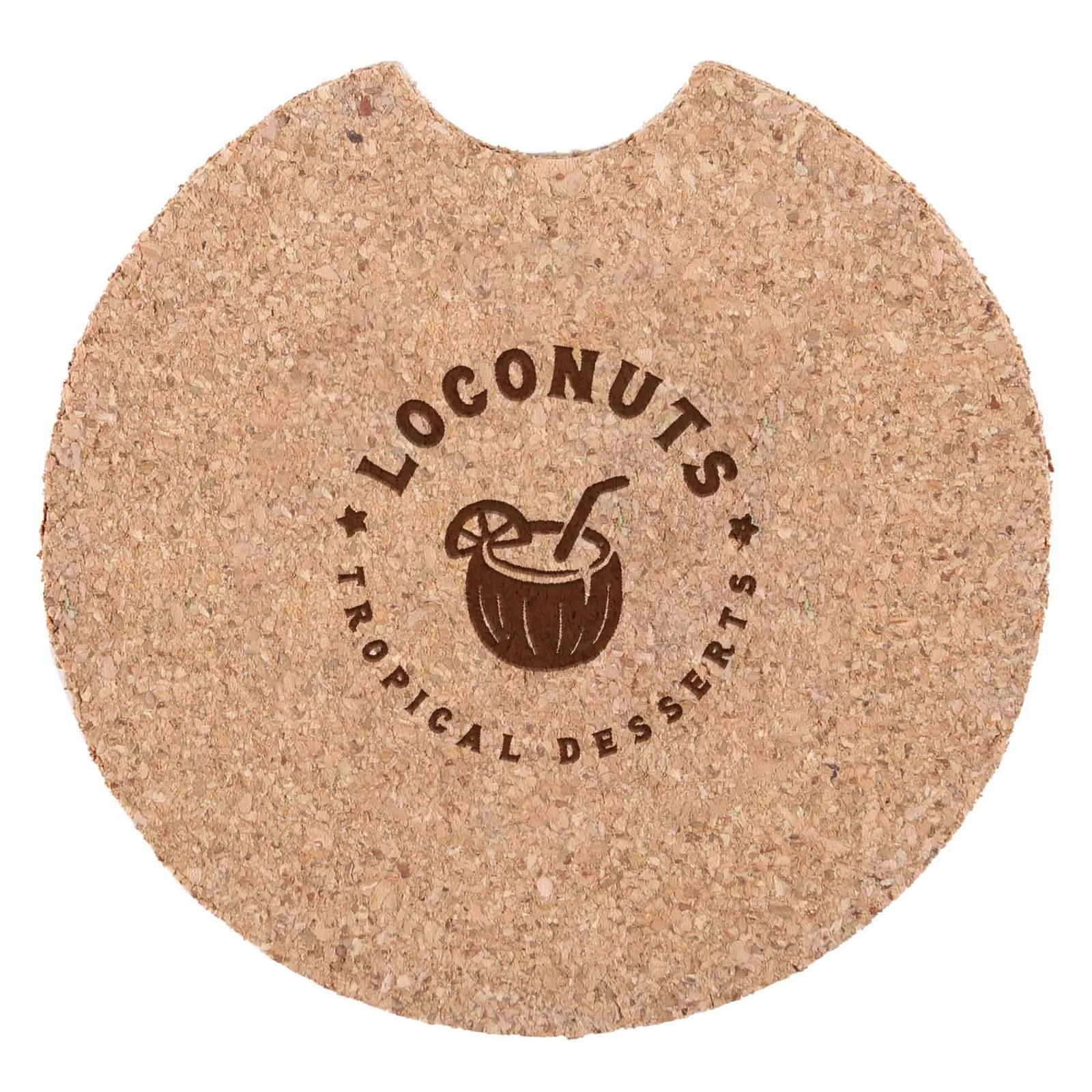 Cork Car Coaster with Thumb Notch - 2.625 in - product view 3