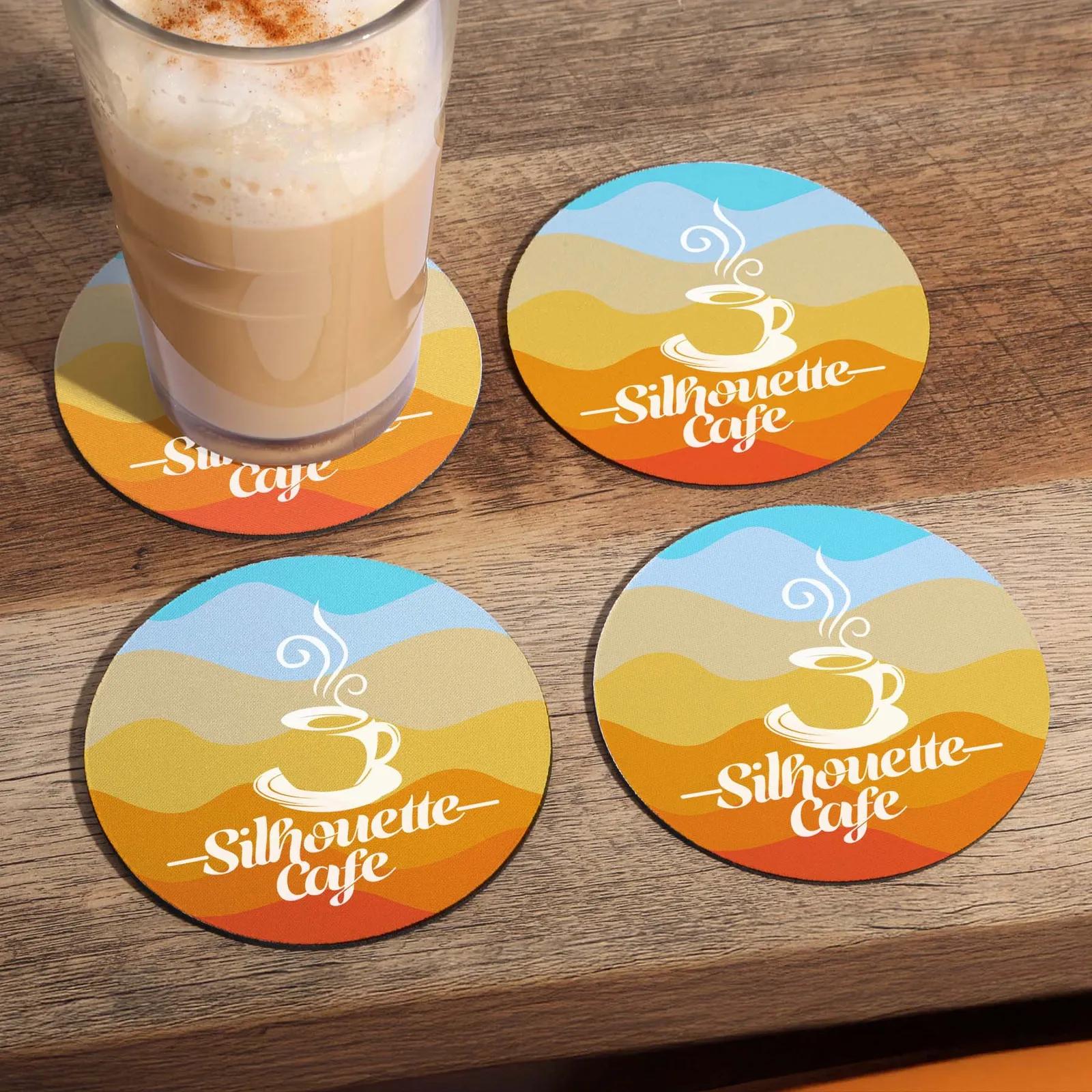 Coaster Set Recycled Polyester Round Dye Sub (4 Pack) - product view 2