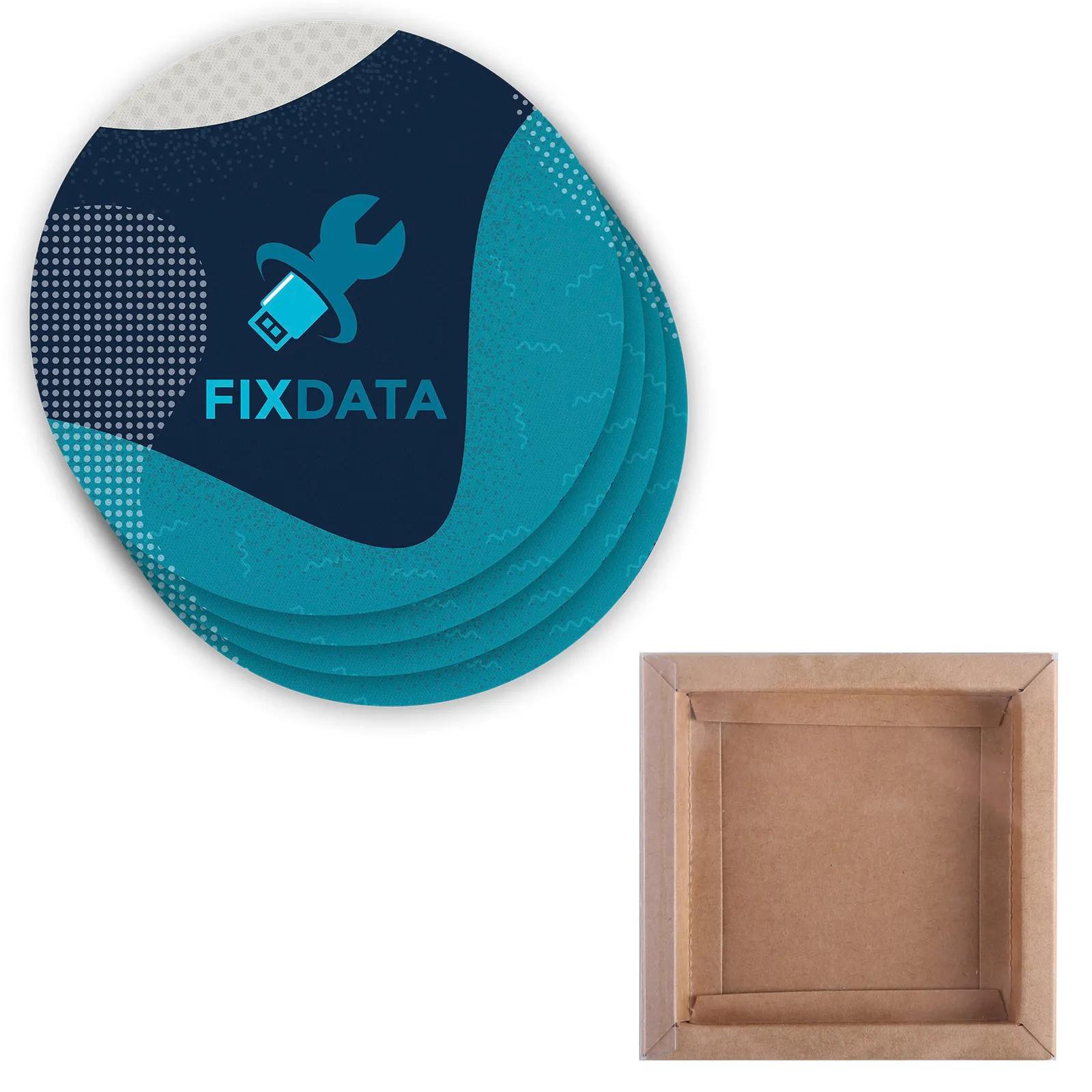 Coaster Set Recycled Polyester Round Dye Sub (4 Pack) - product view 3