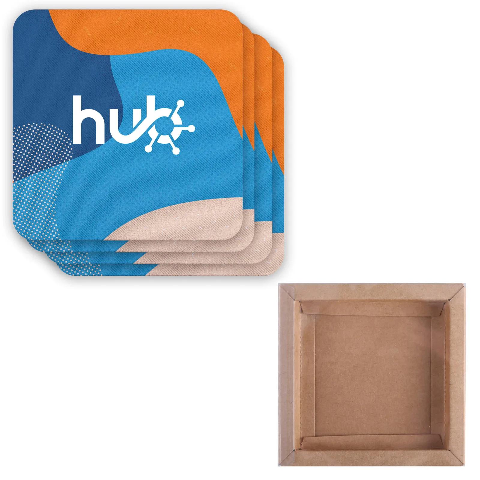 Coaster Set Recycled Polyester Square Dye Sub (4 Pack) - product view 3