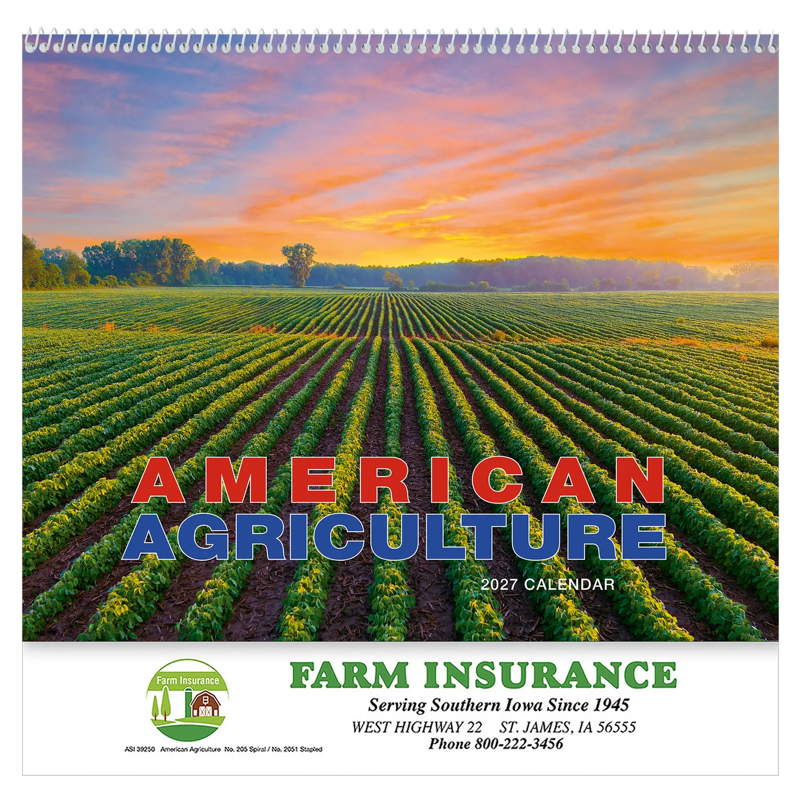 American Agriculture Wall Spiral Bound - 10 3/4 x 18 1/2 in