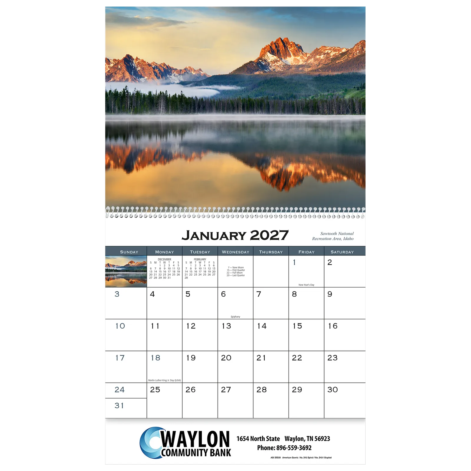 American Scenic Wall Spiral Bound - 10 3/4 x 18 1/2 in - product view 2