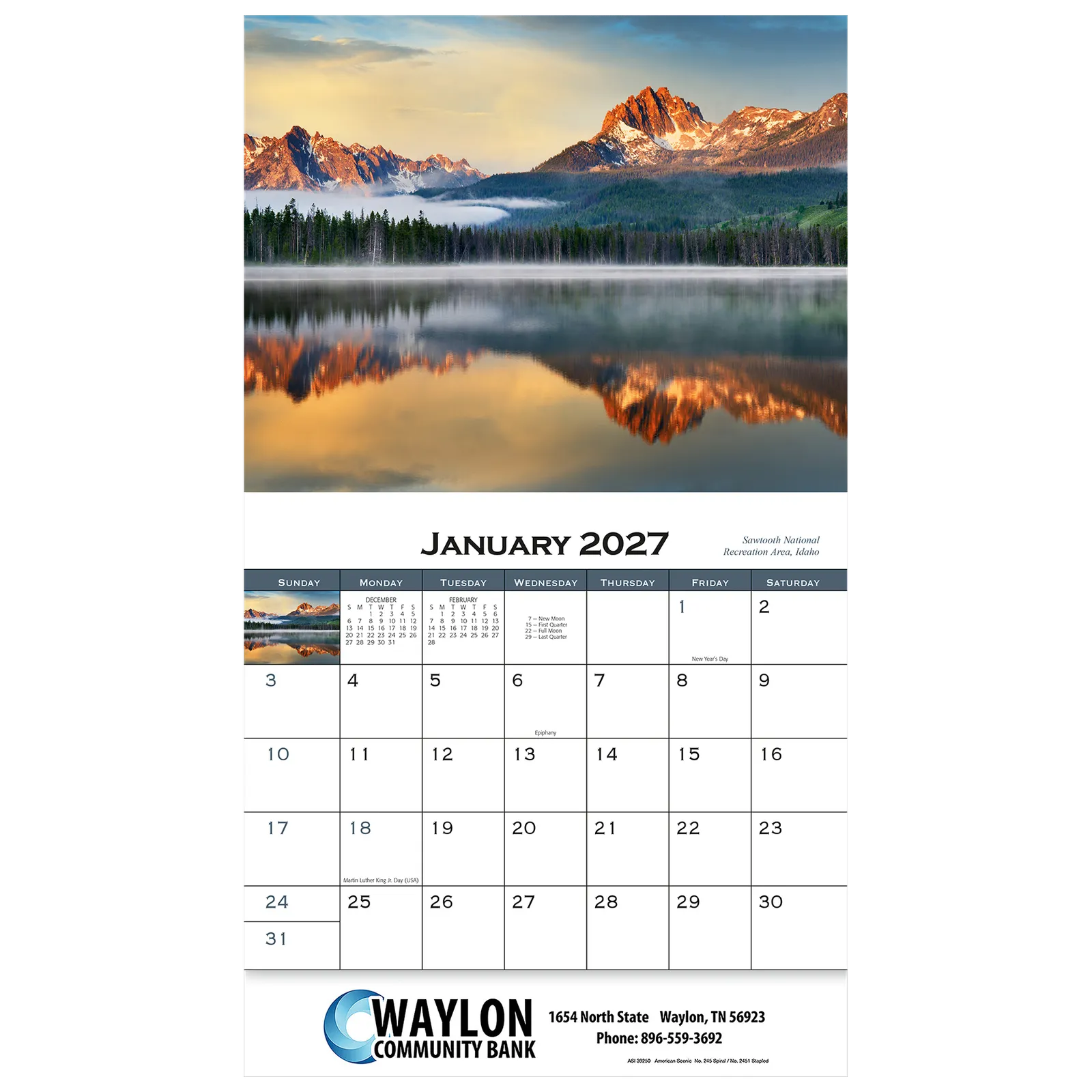American Scenic Wall Calendar - 10.75 x 19 in - product view 2