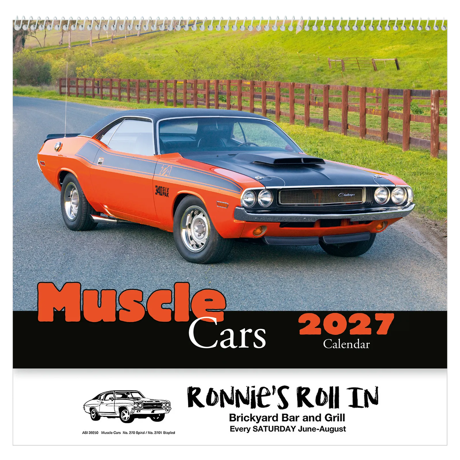 Muscle Cars Wall Calendar Spiral - 10.75 x 18.5 in