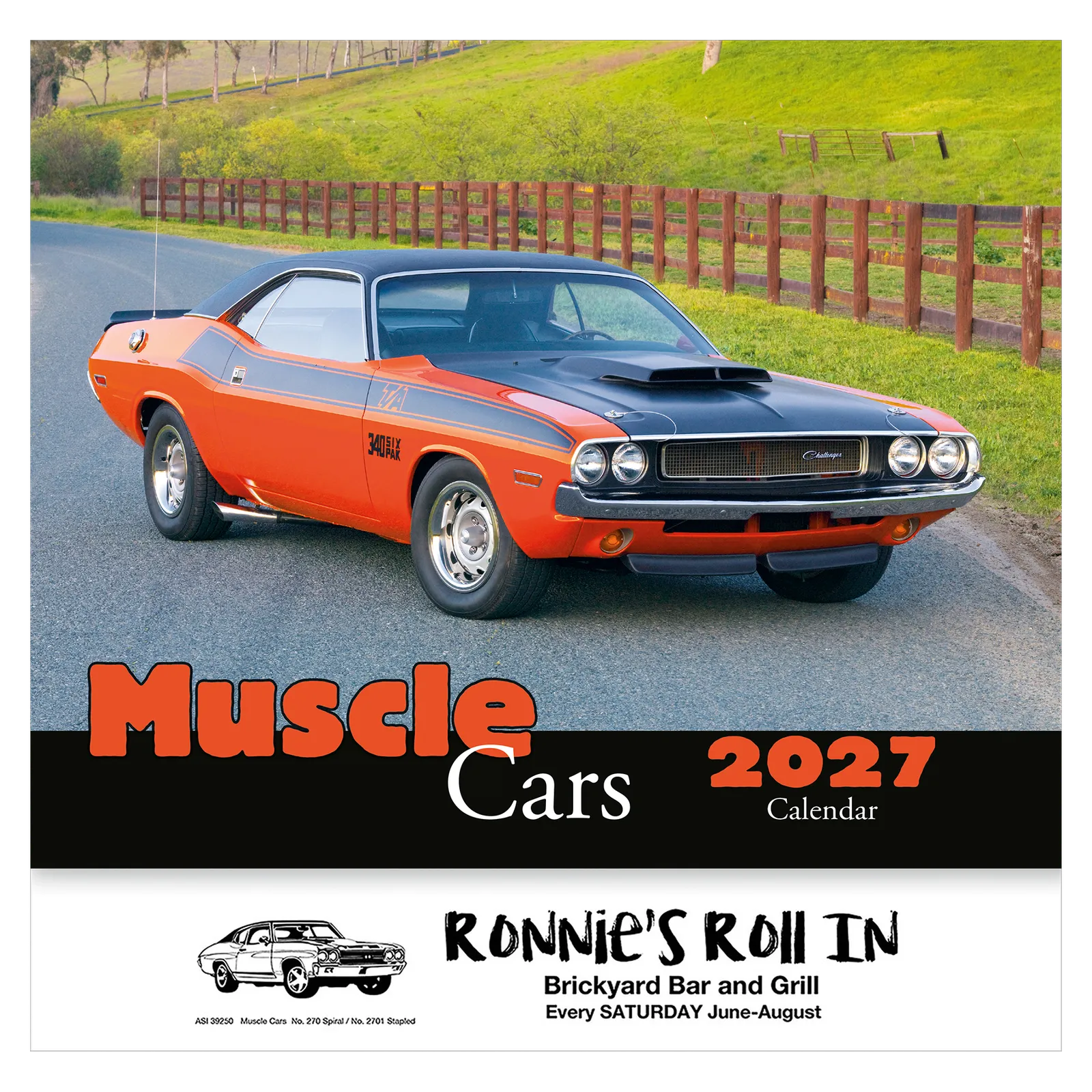 Muscle Cars Wall Calendar Stapled - 10.75 x 19 in - product view 1