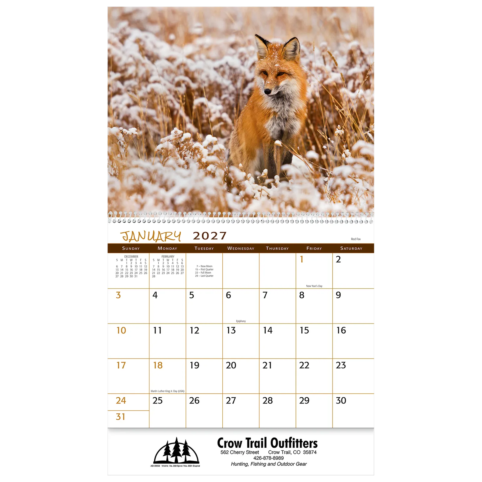 Wildlife Wall Calendar Spiral - 10.75 x 18.5 in - product view 4