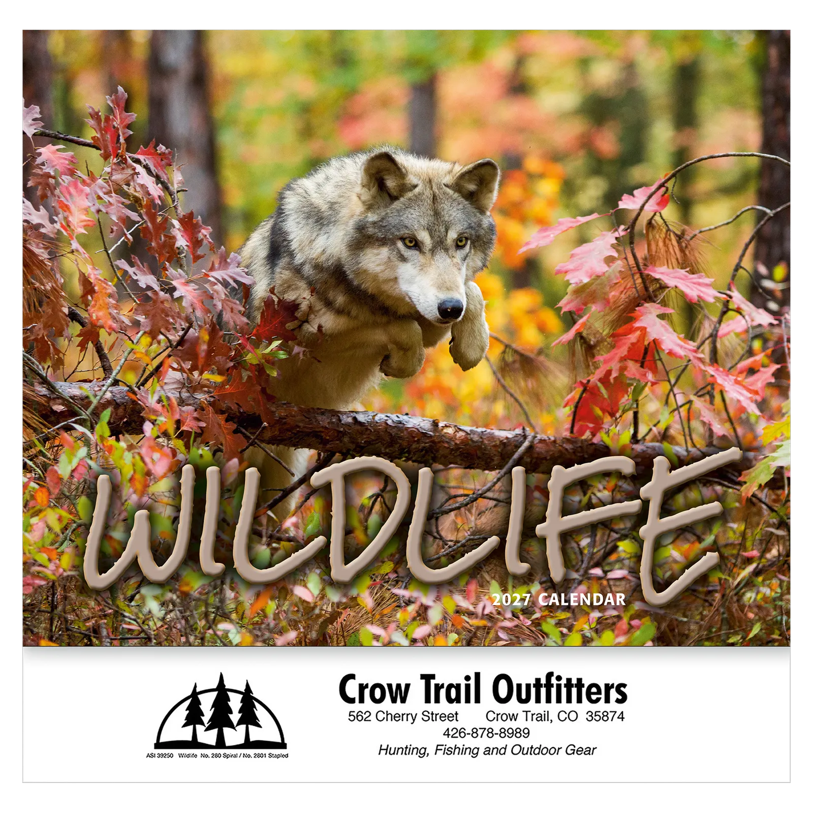 Wildlife Wall Calendar Stapled - 10.75 x 19 in - product view 1