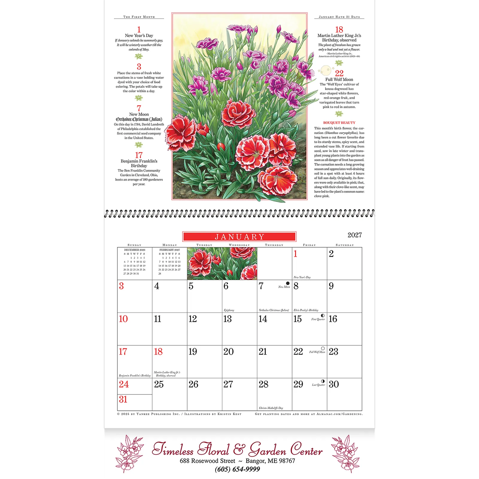 Old Farmer's Almanac Gardening Wall Calendar Spiral - 10.75 x 18.5 in - product view 2