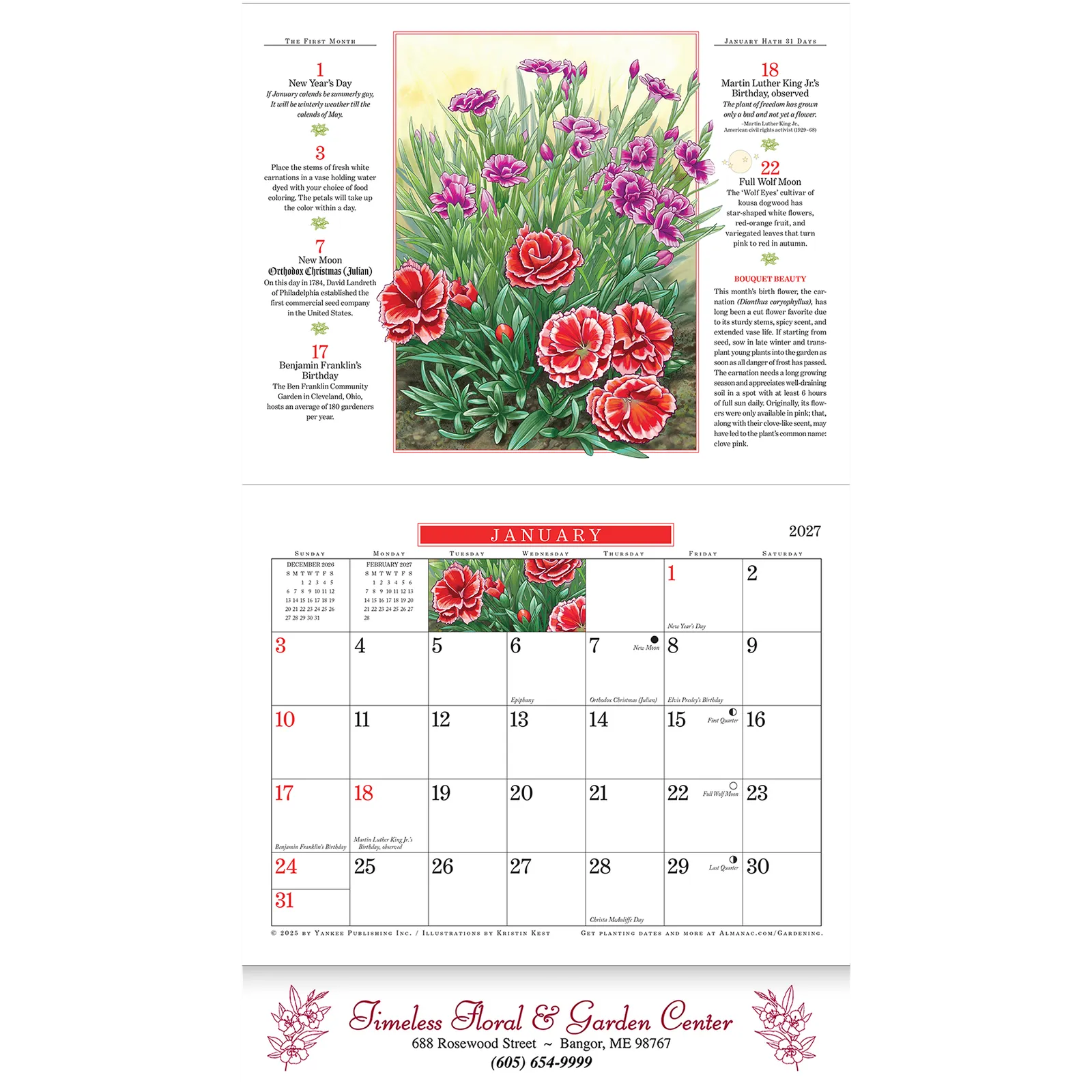 Old Farmer's Almanac Gardening Wall Calendar Stapled - 10.75 x 19 in - product view 2