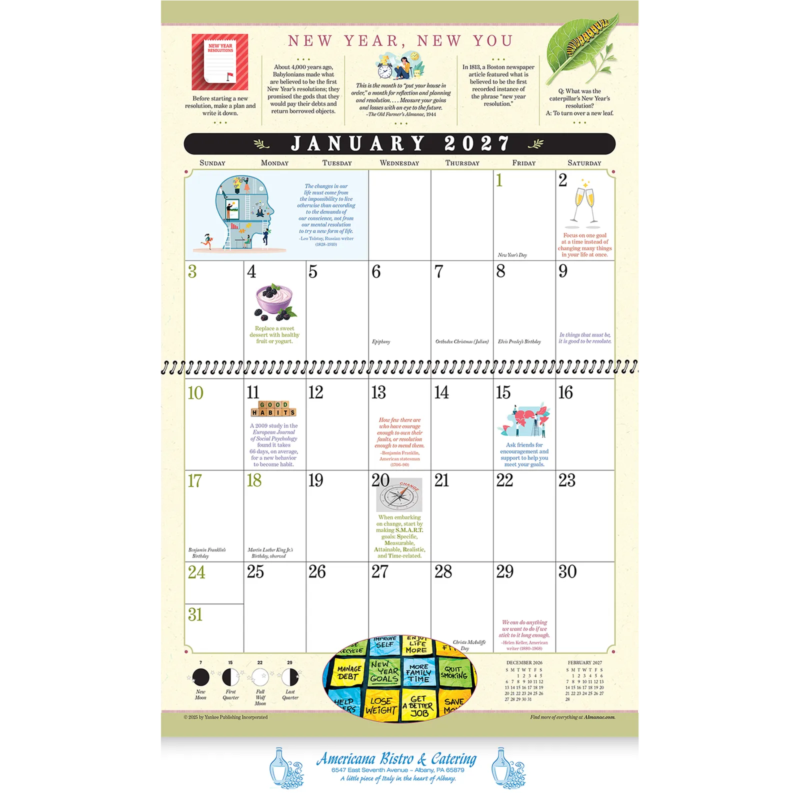 Old Farmer's Almanac Everyday Advice Wall Calendar Spiral - 10.75 x 18.5 in - product view 2