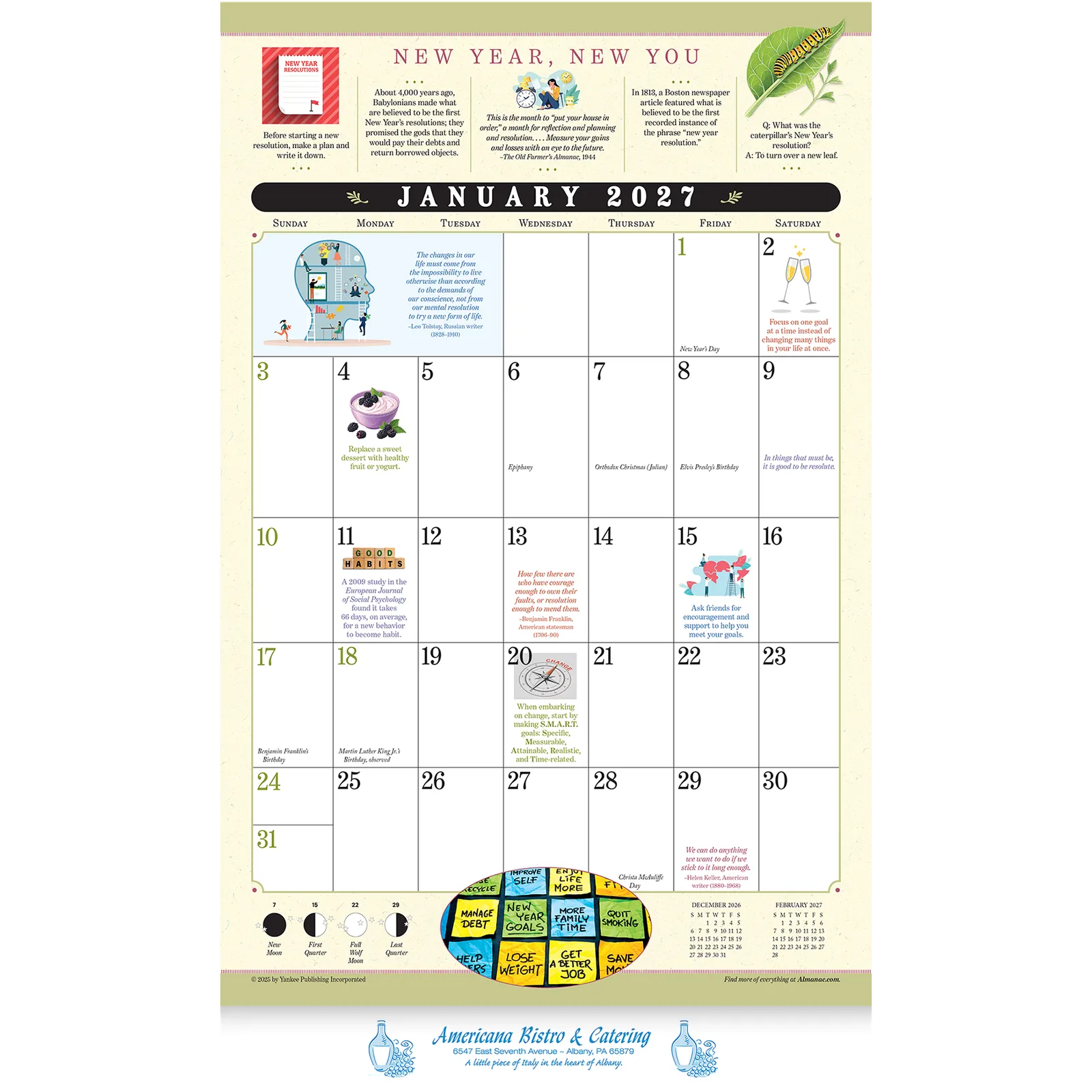 Old Farmer's Almanac Everyday Advice Wall Calendar Stapled - 10.75 x 19 in - product view 2