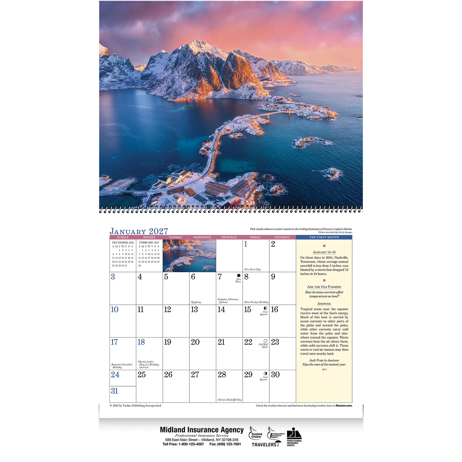 Old Farmer's Almanac Weather Watcher's Wall Calendar Spiral - 10.75 x 18.5 in - product view 2