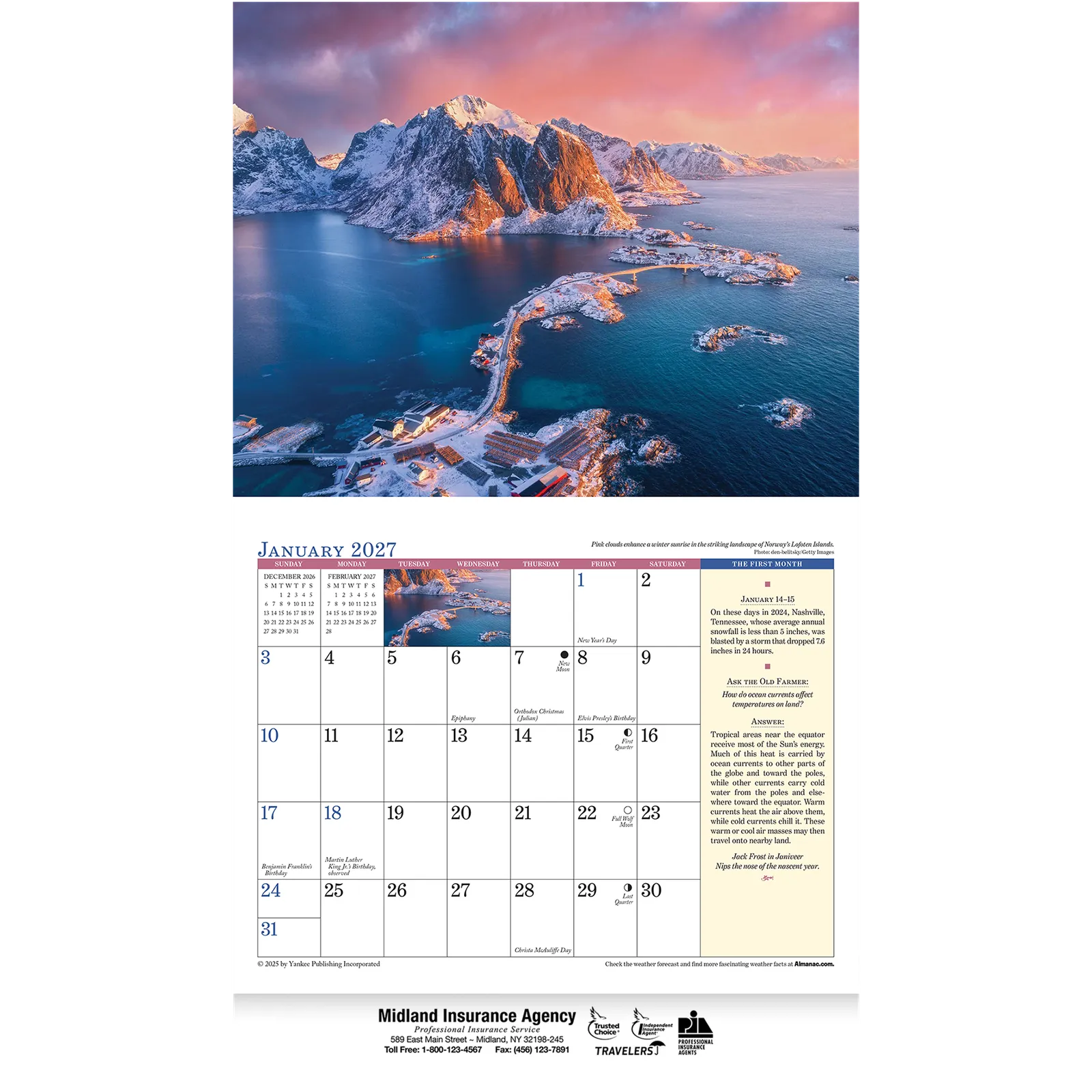 Old Farmer's Almanac Weather Watcher's Wall Calendar Stapled - 10.75 x 19 in - product view 2