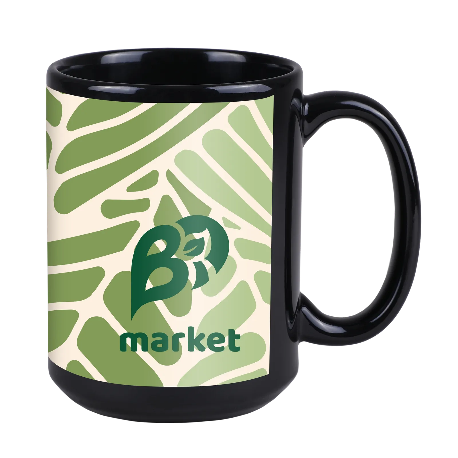 Ceramic Mug Black C-Handle Full Color - 15 oz - product view 3