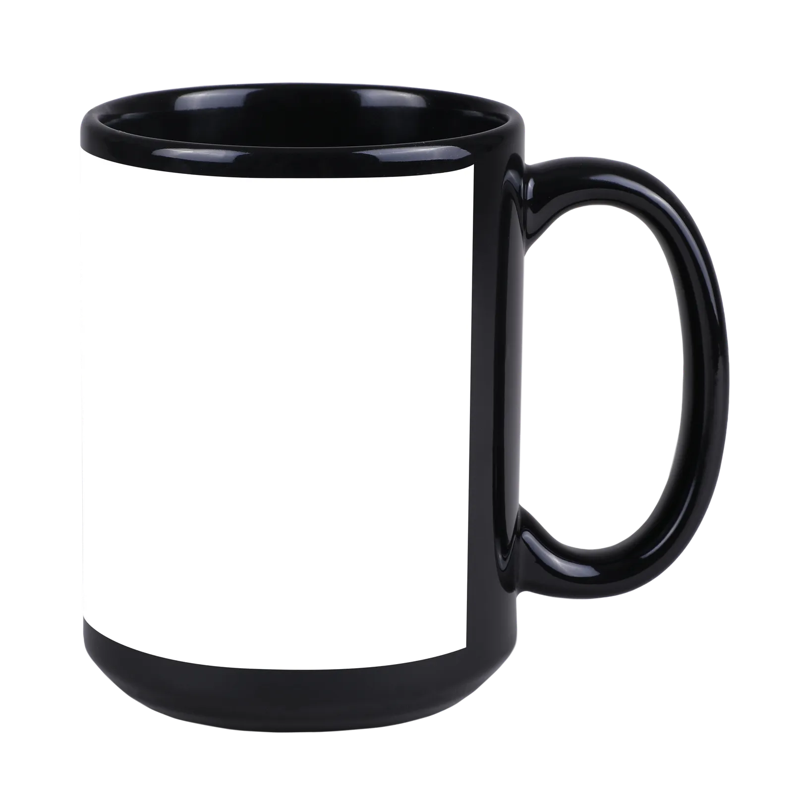 Ceramic Mug Black C-Handle Full Color - 15 oz - blank view 4