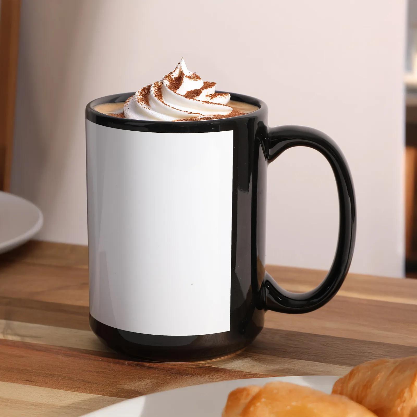 Ceramic Mug Black C-Handle Full Color - 15 oz - blank view 5