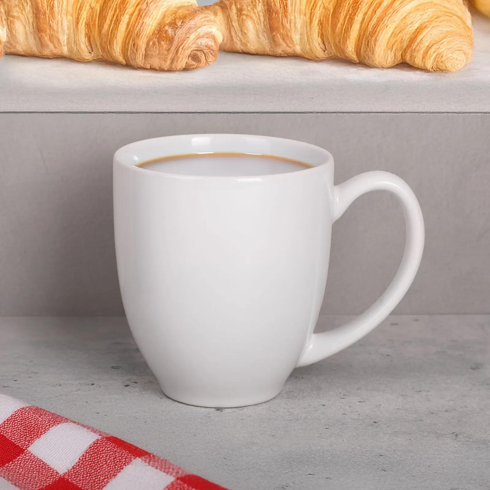 Ceramic Mug Bistro Style C-Handle White - 15 oz - blank view 10