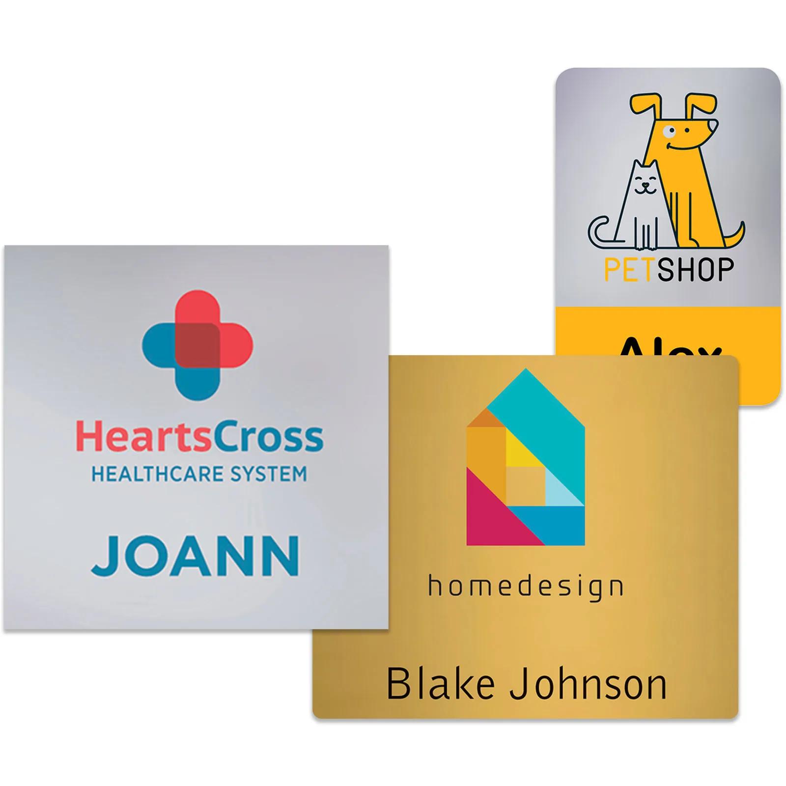 Plastic Name Badge Metallic with Personalization - 0-3 sq in - promotional product with custom logo