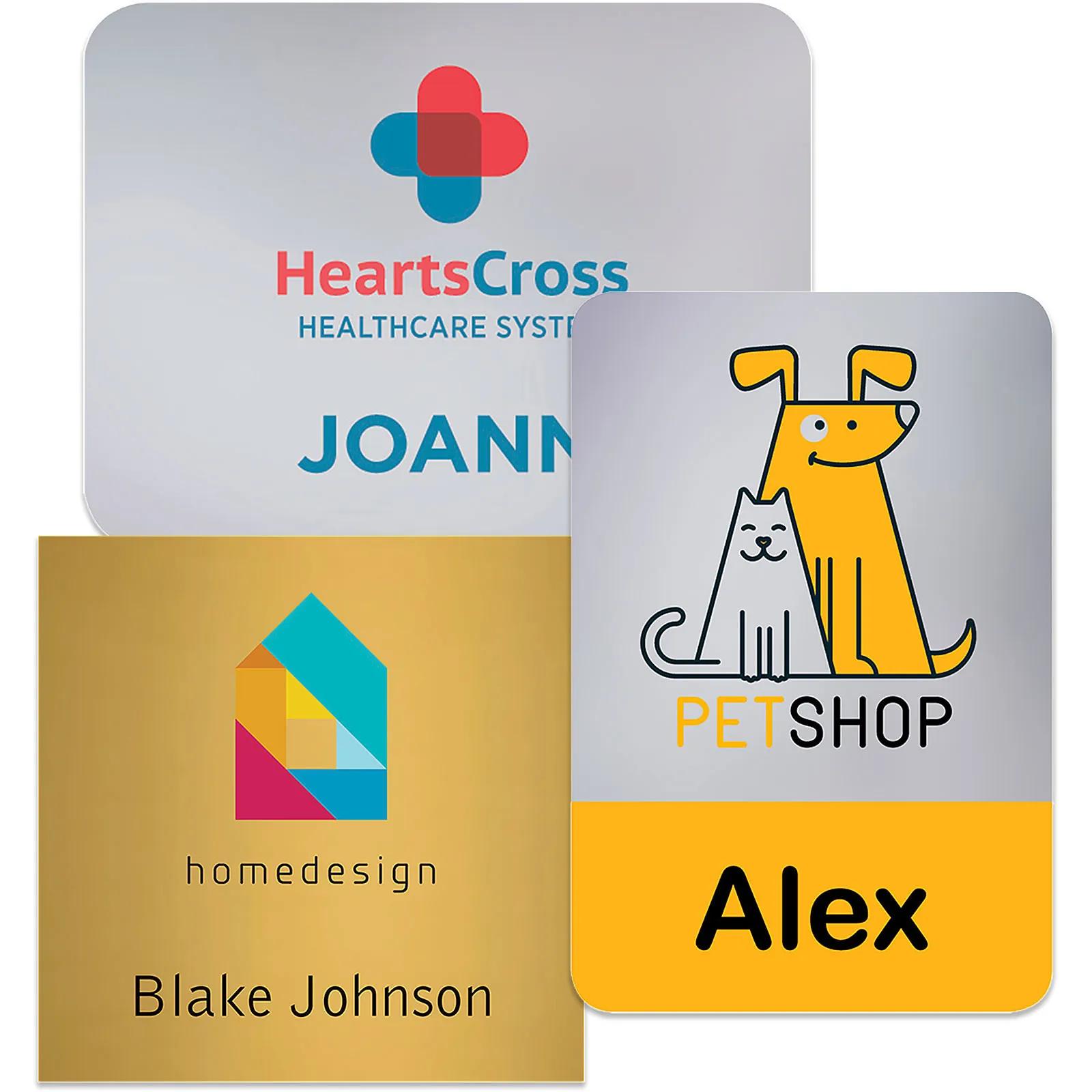 Plastic Name Badge Metallic with Personalization - 3-6 sq in - promotional product with custom logo