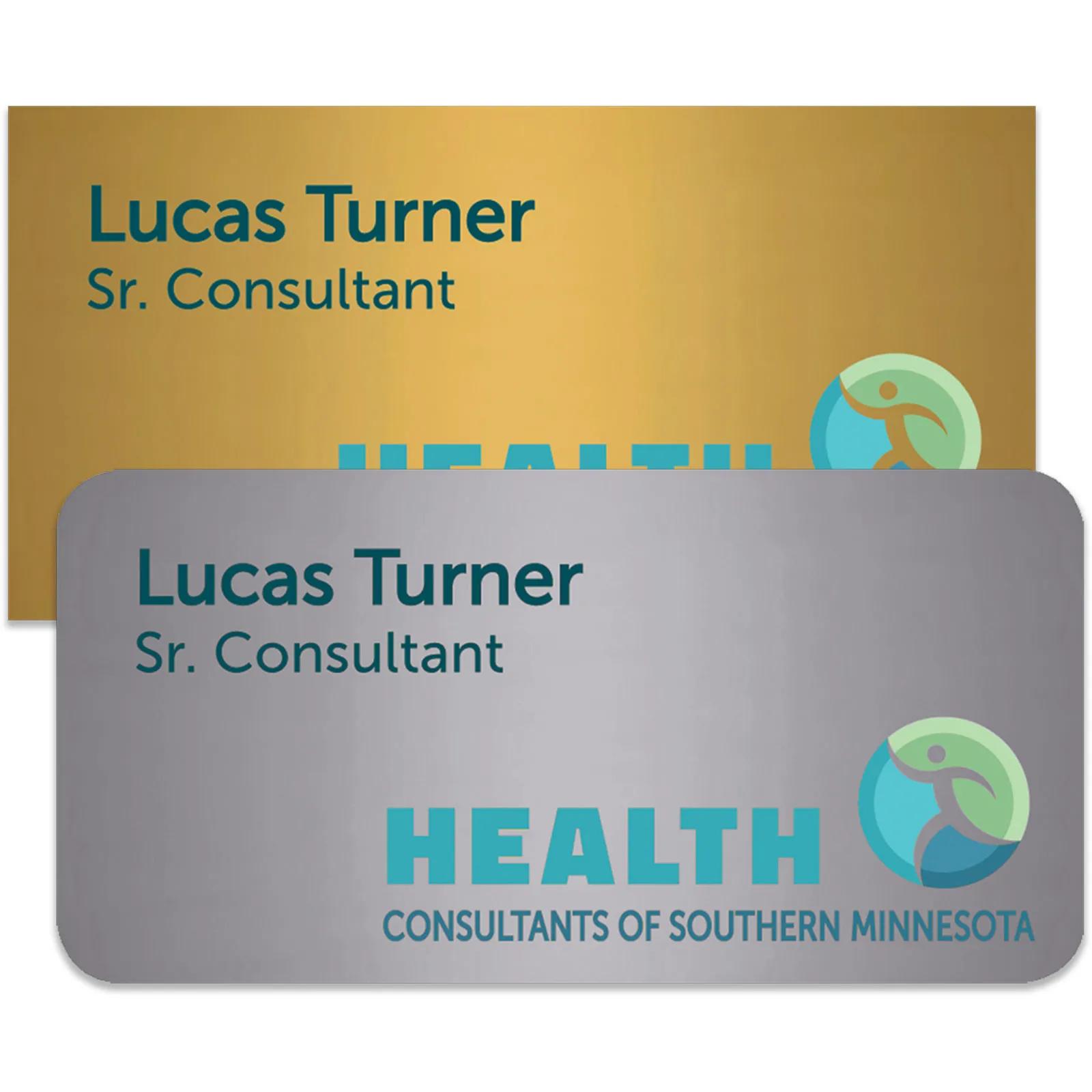 Plastic Name Badge Express Metallic - 1.5 x 3 in