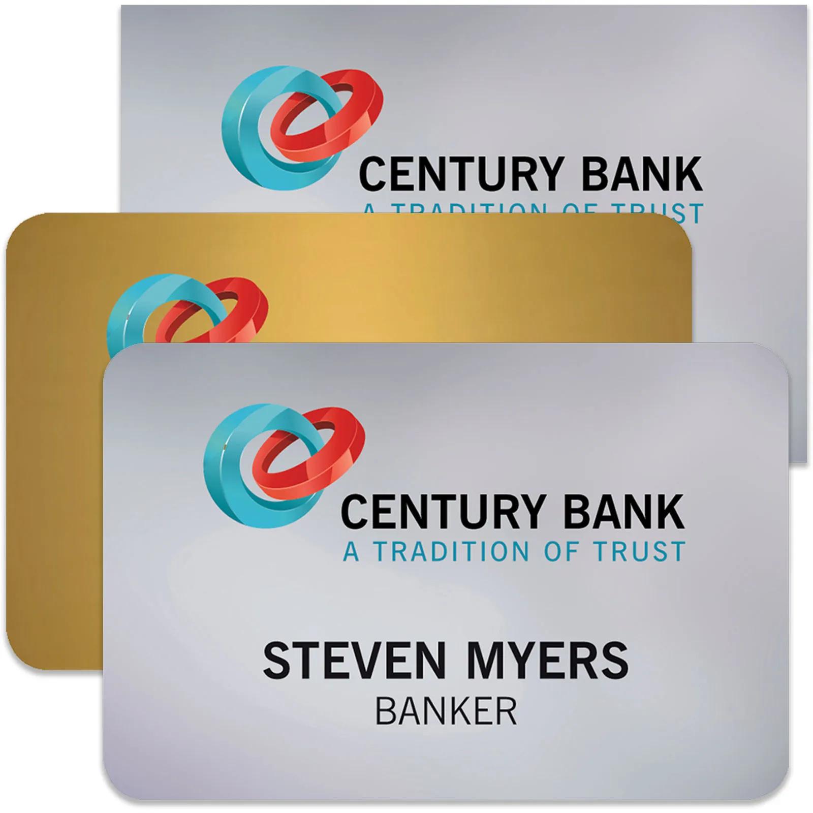 Plastic Name Badge Express Metallic - 2 x 3 in - promotional product with custom logo